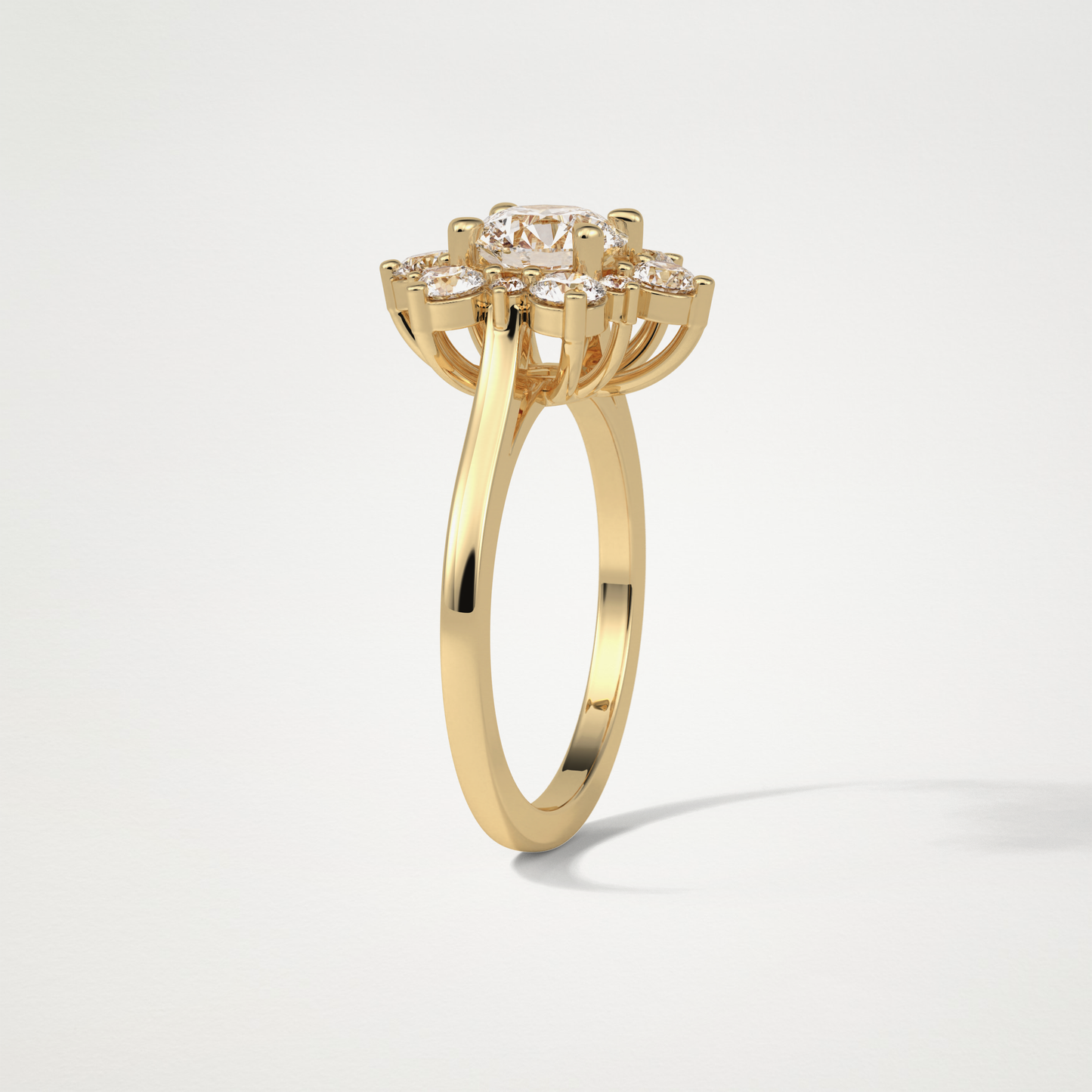 Round Cluster Moissanite Engagement Ring – 1 CT Lab-Created Brilliance in 10K/14K/18K Gold