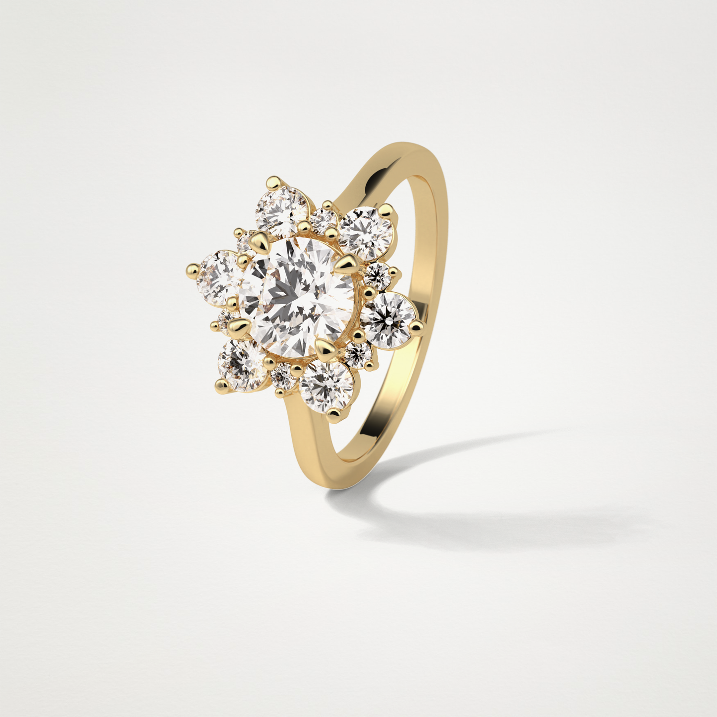 Round Cluster Moissanite Engagement Ring – 1 CT Lab-Created Brilliance in 10K/14K/18K Gold