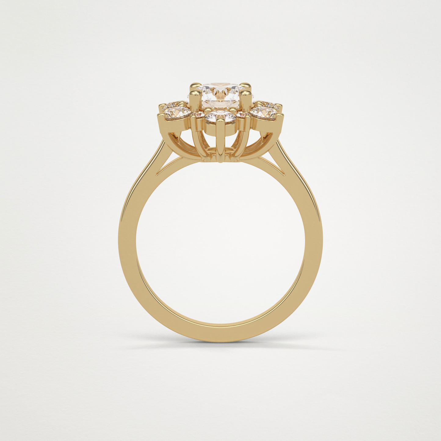 Round Cluster Moissanite Engagement Ring – 1 CT Lab-Created Brilliance in 10K/14K/18K Gold
