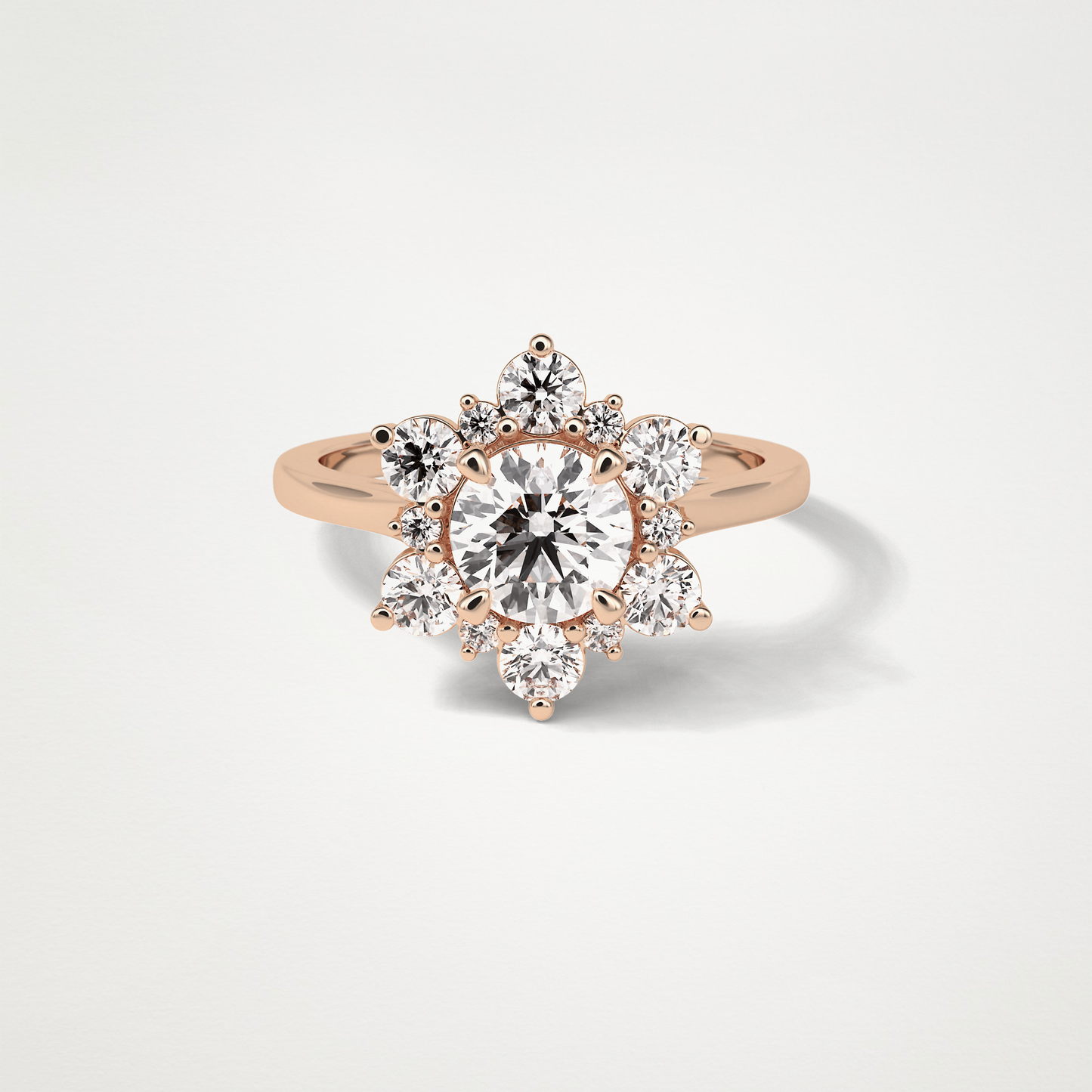 Round Cluster Moissanite Engagement Ring – 1 CT Lab-Created Brilliance in 10K/14K/18K Gold