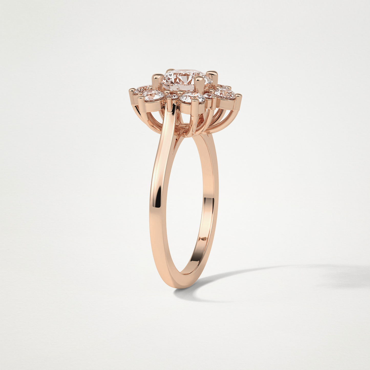 Round Cluster Moissanite Engagement Ring – 1 CT Lab-Created Brilliance in 10K/14K/18K Gold