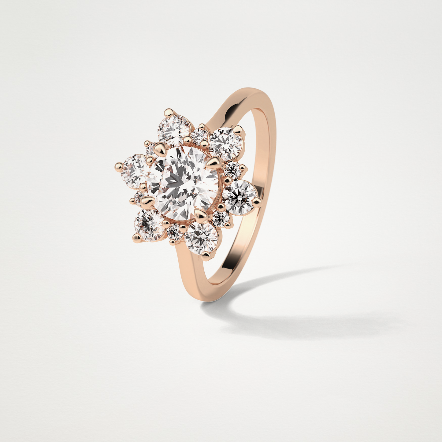 Round Cluster Moissanite Engagement Ring – 1 CT Lab-Created Brilliance in 10K/14K/18K Gold