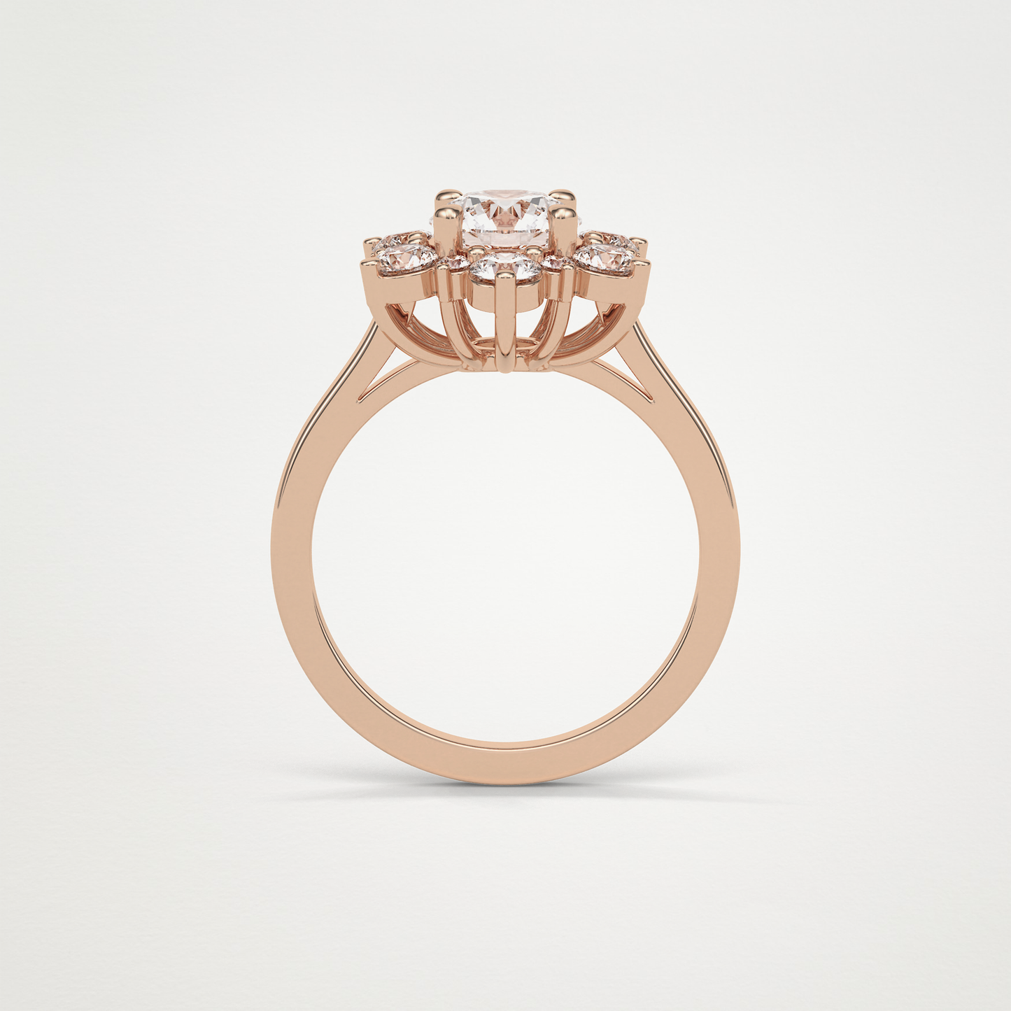Round Cluster Moissanite Engagement Ring – 1 CT Lab-Created Brilliance in 10K/14K/18K Gold