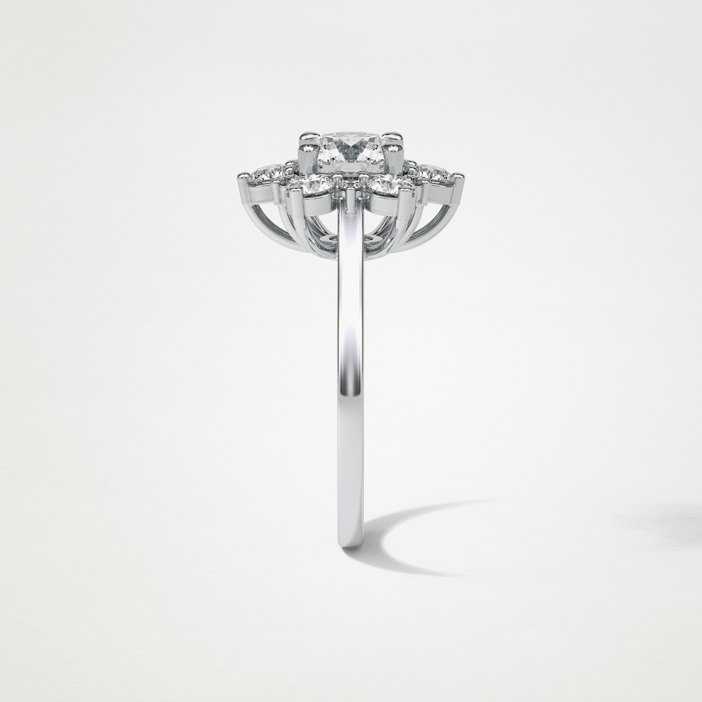 Round Cluster Moissanite Engagement Ring – 1 CT Lab-Created Brilliance in 10K/14K/18K Gold