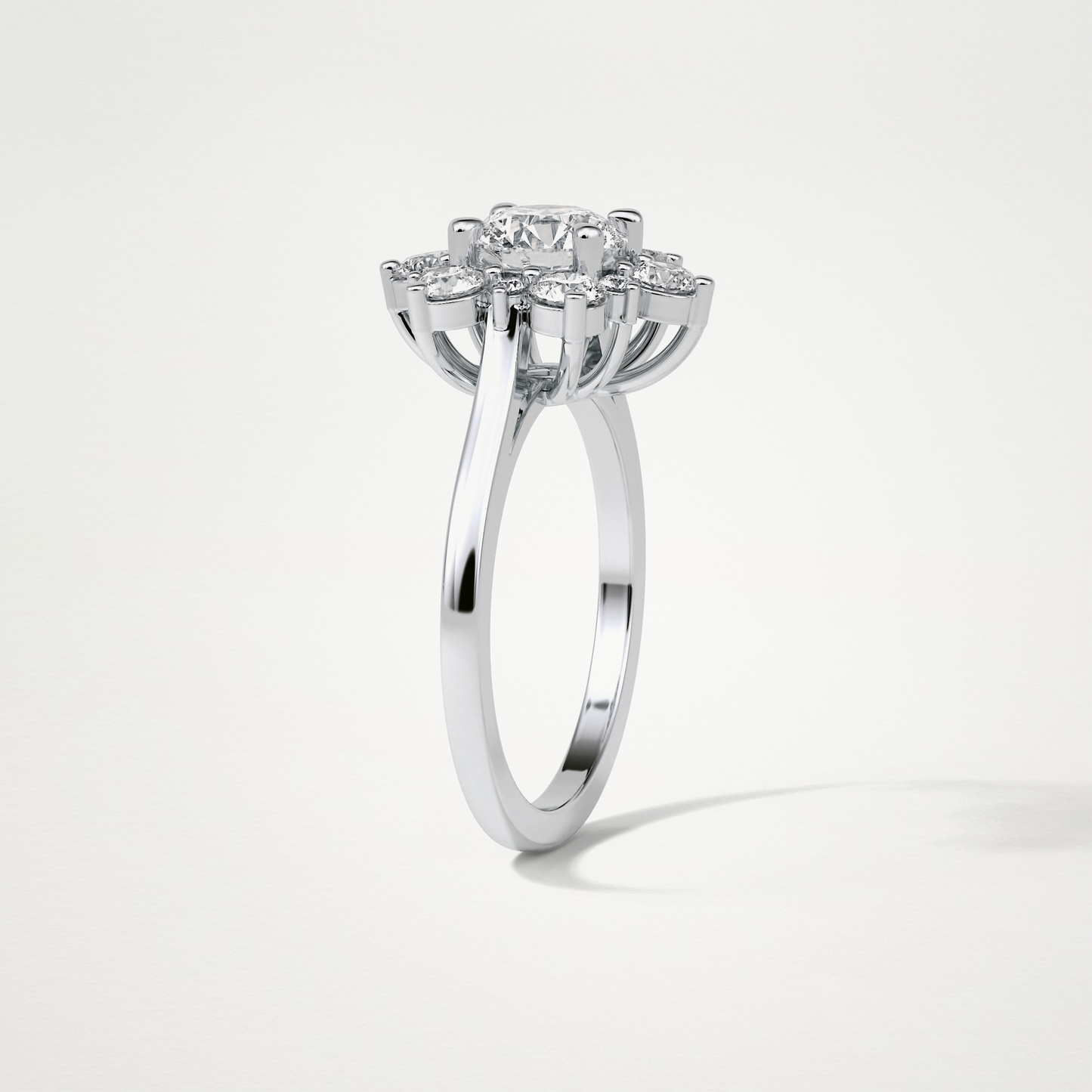 Round Cluster Moissanite Engagement Ring – 1 CT Lab-Created Brilliance in 10K/14K/18K Gold