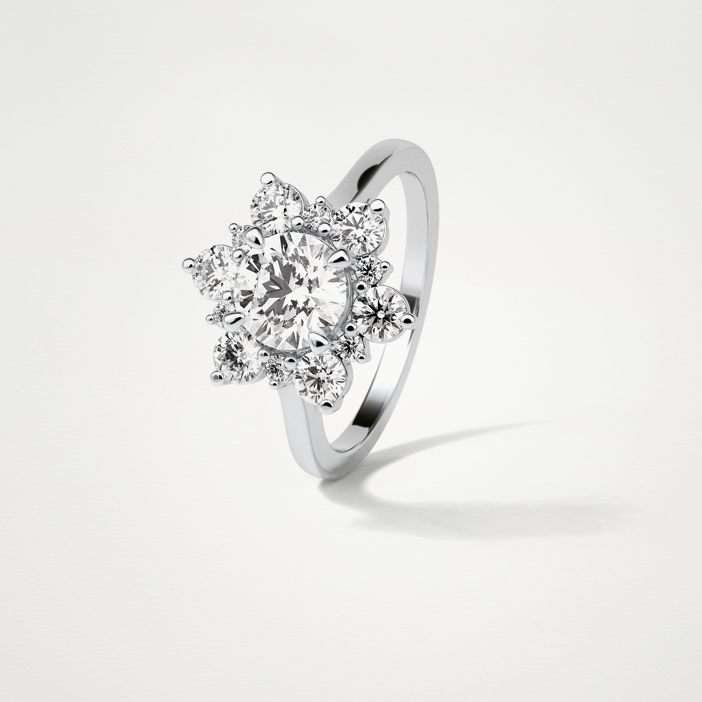 Round Cluster Moissanite Engagement Ring – 1 CT Lab-Created Brilliance in 10K/14K/18K Gold