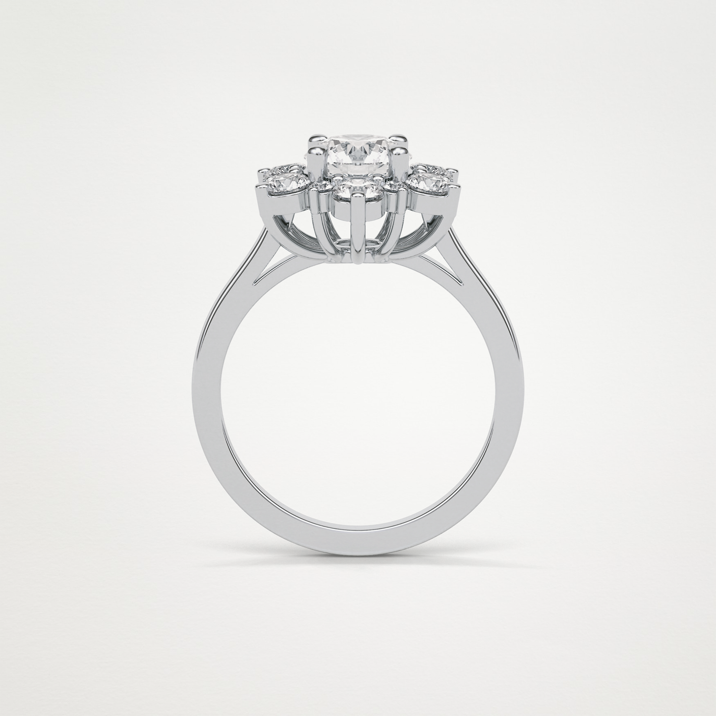 Round Cluster Moissanite Engagement Ring – 1 CT Lab-Created Brilliance in 10K/14K/18K Gold