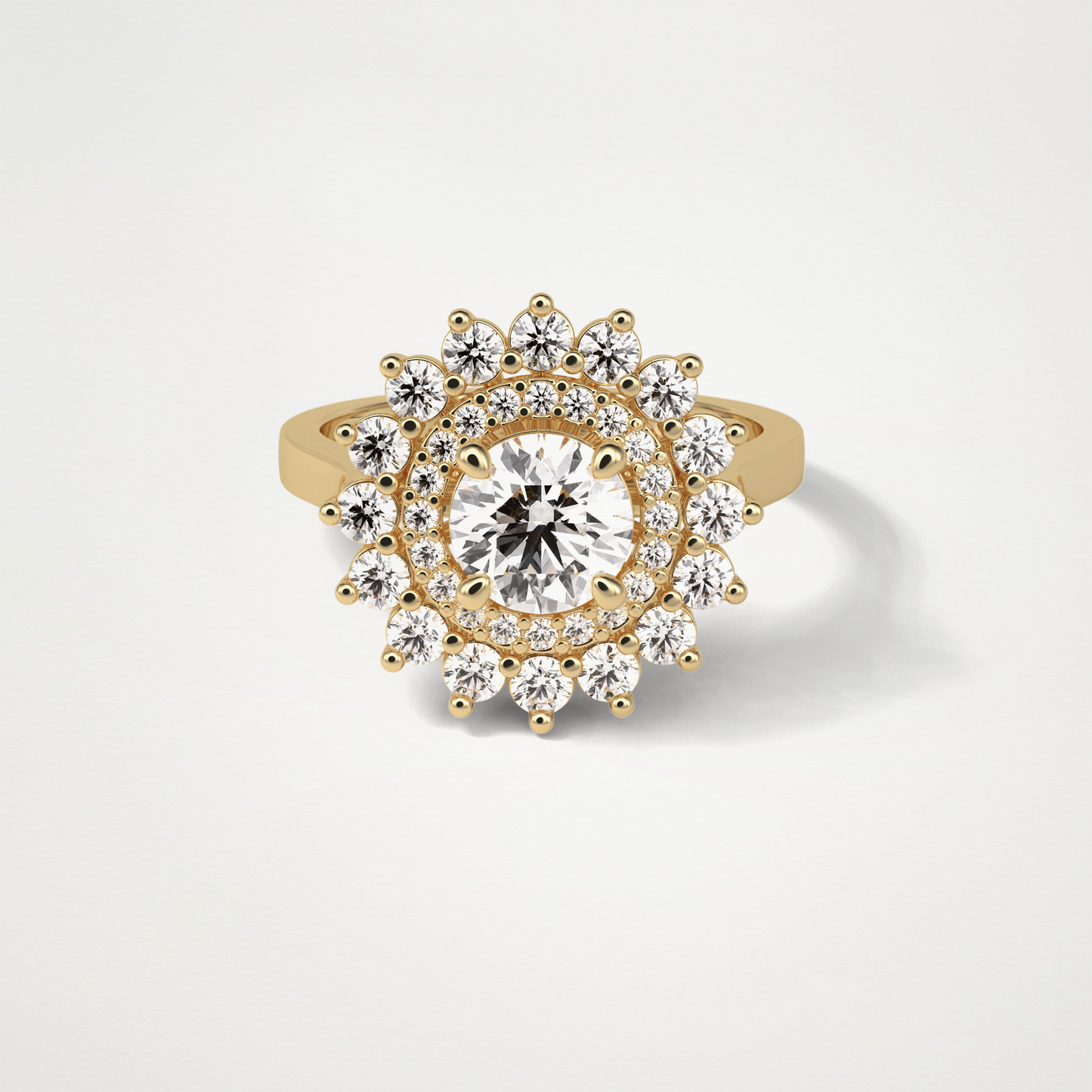 Round Double Halo Moissanite Engagement Ring – 1 CT Lab-Created Brilliance in 10K/14K/18K Gold