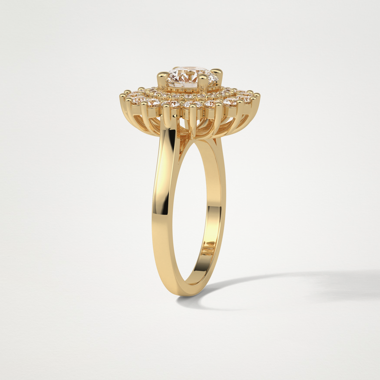 Round Double Halo Moissanite Engagement Ring – 1 CT Lab-Created Brilliance in 10K/14K/18K Gold