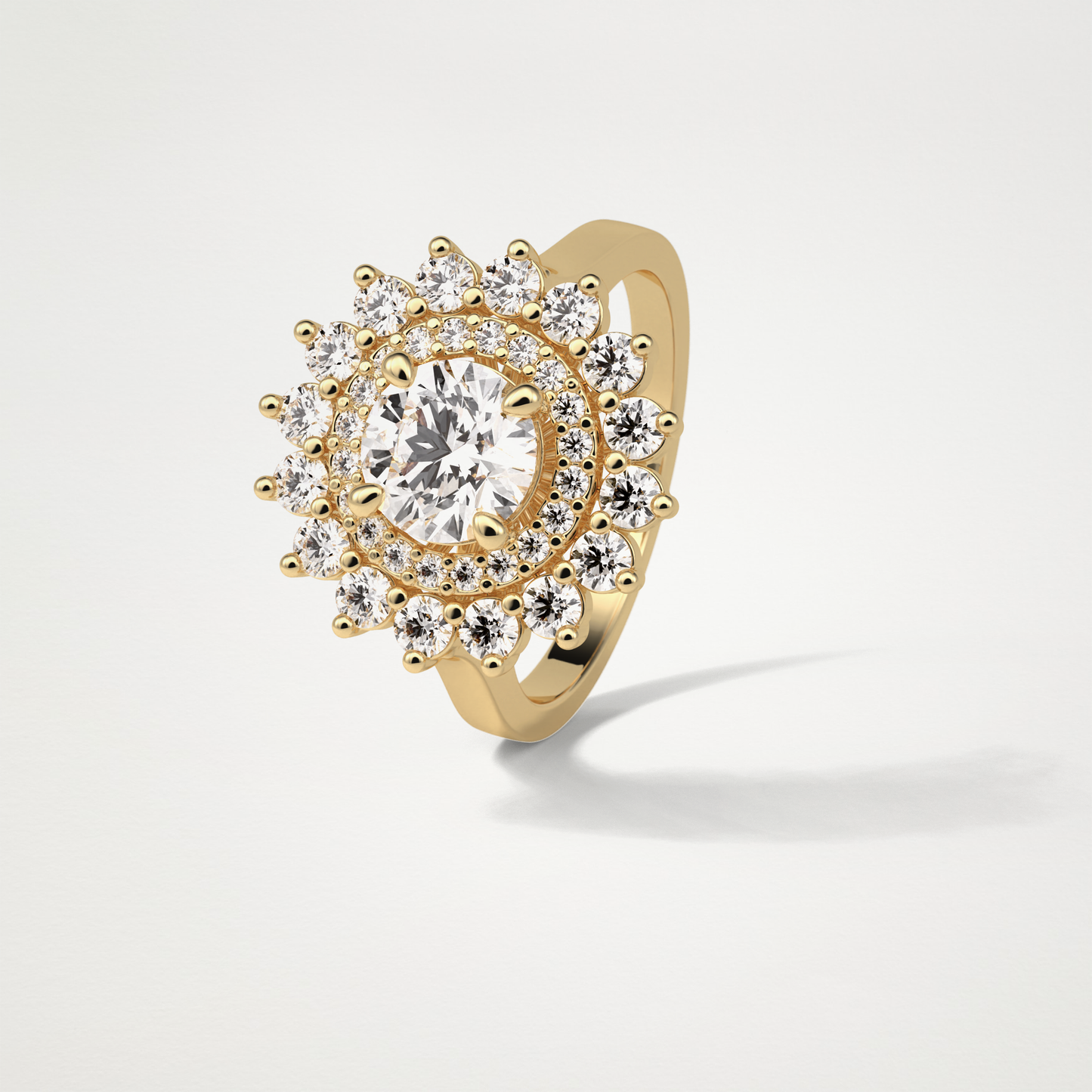 Round Double Halo Moissanite Engagement Ring – 1 CT Lab-Created Brilliance in 10K/14K/18K Gold
