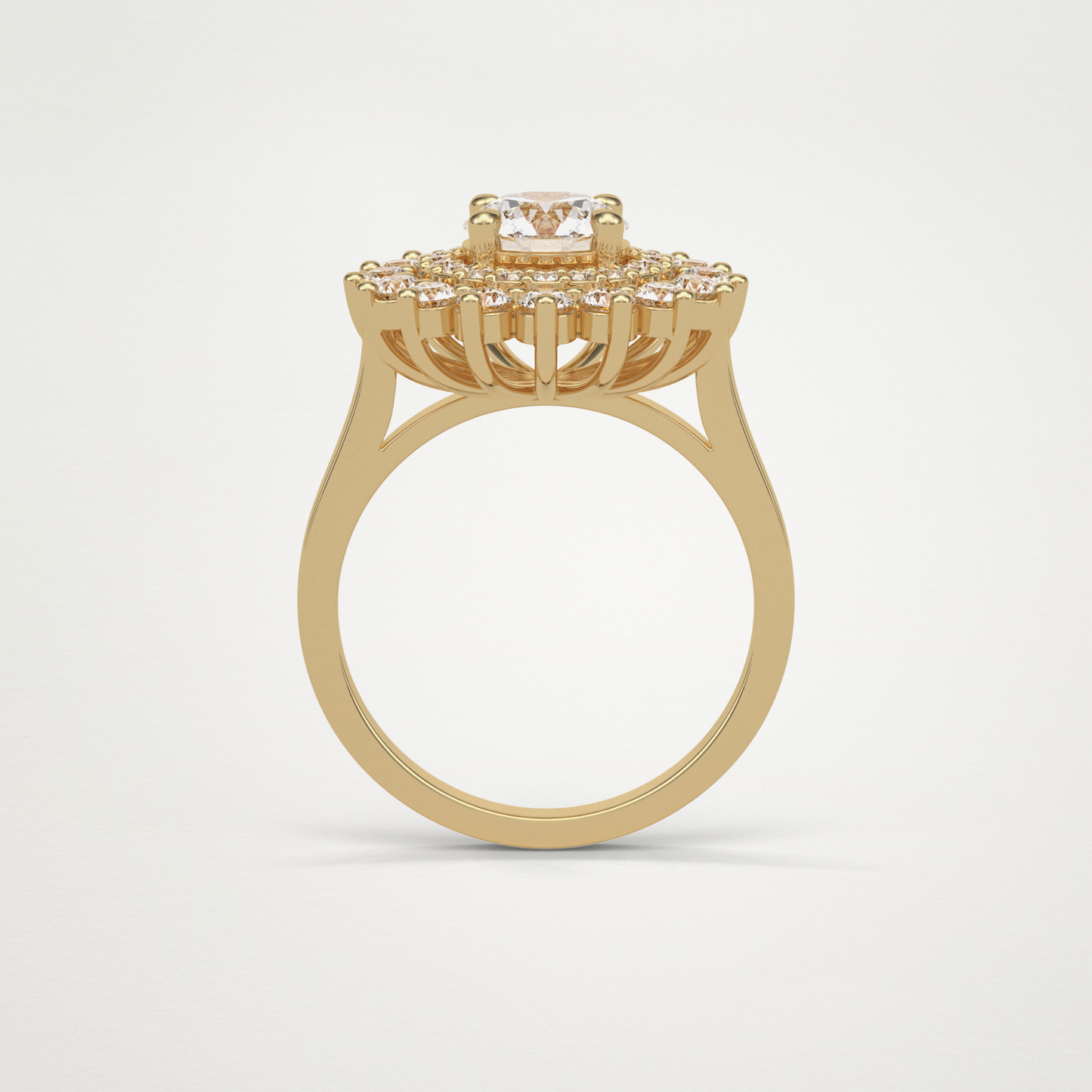 Round Double Halo Moissanite Engagement Ring – 1 CT Lab-Created Brilliance in 10K/14K/18K Gold