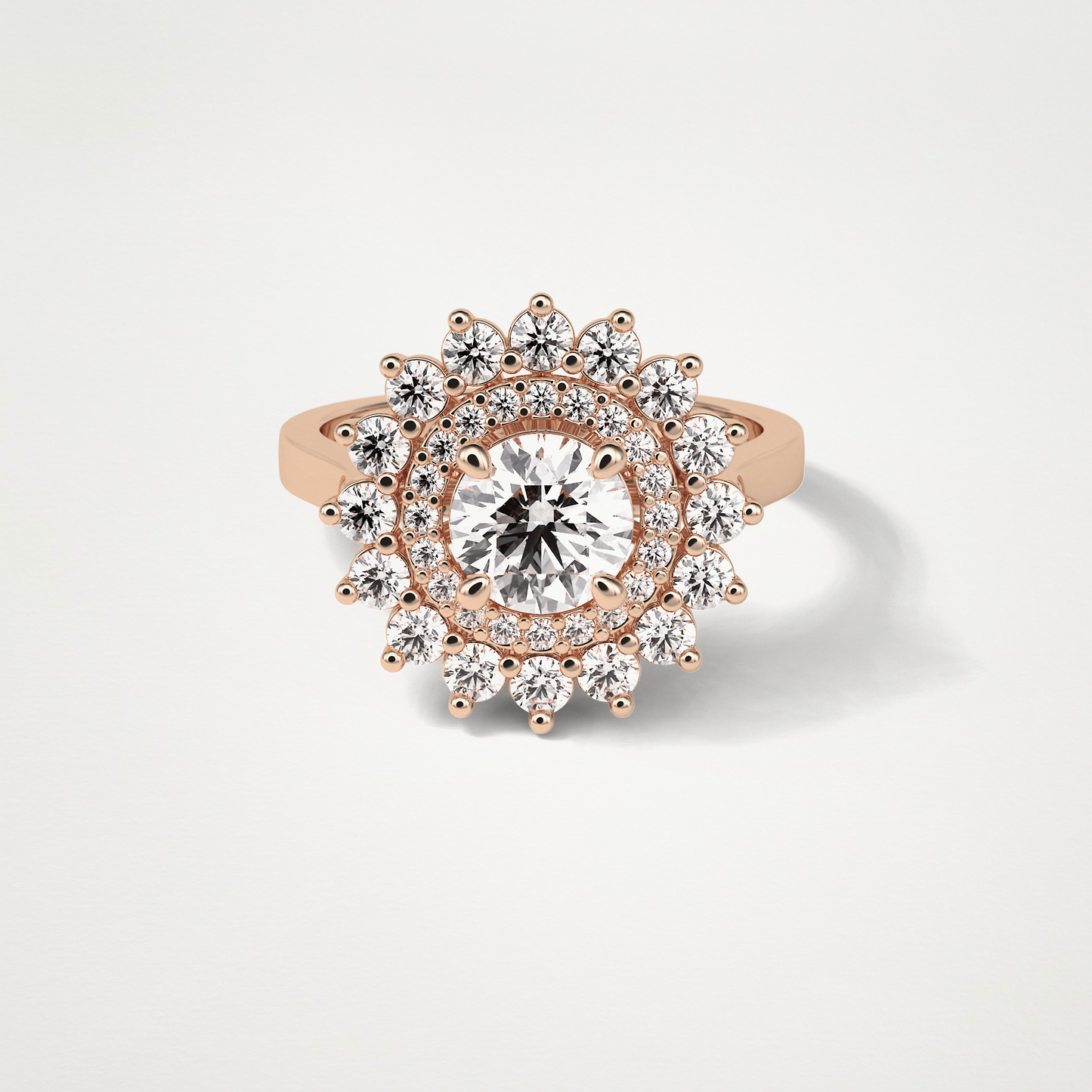 Round Double Halo Moissanite Engagement Ring – 1 CT Lab-Created Brilliance in 10K/14K/18K Gold