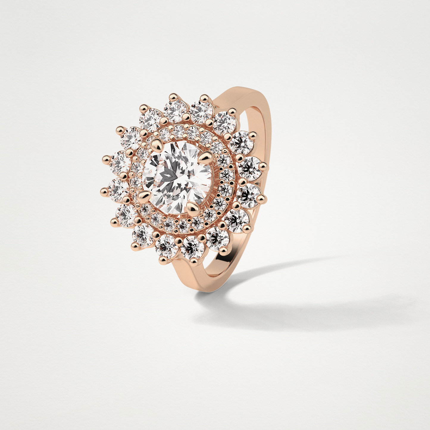 Round Double Halo Moissanite Engagement Ring – 1 CT Lab-Created Brilliance in 10K/14K/18K Gold