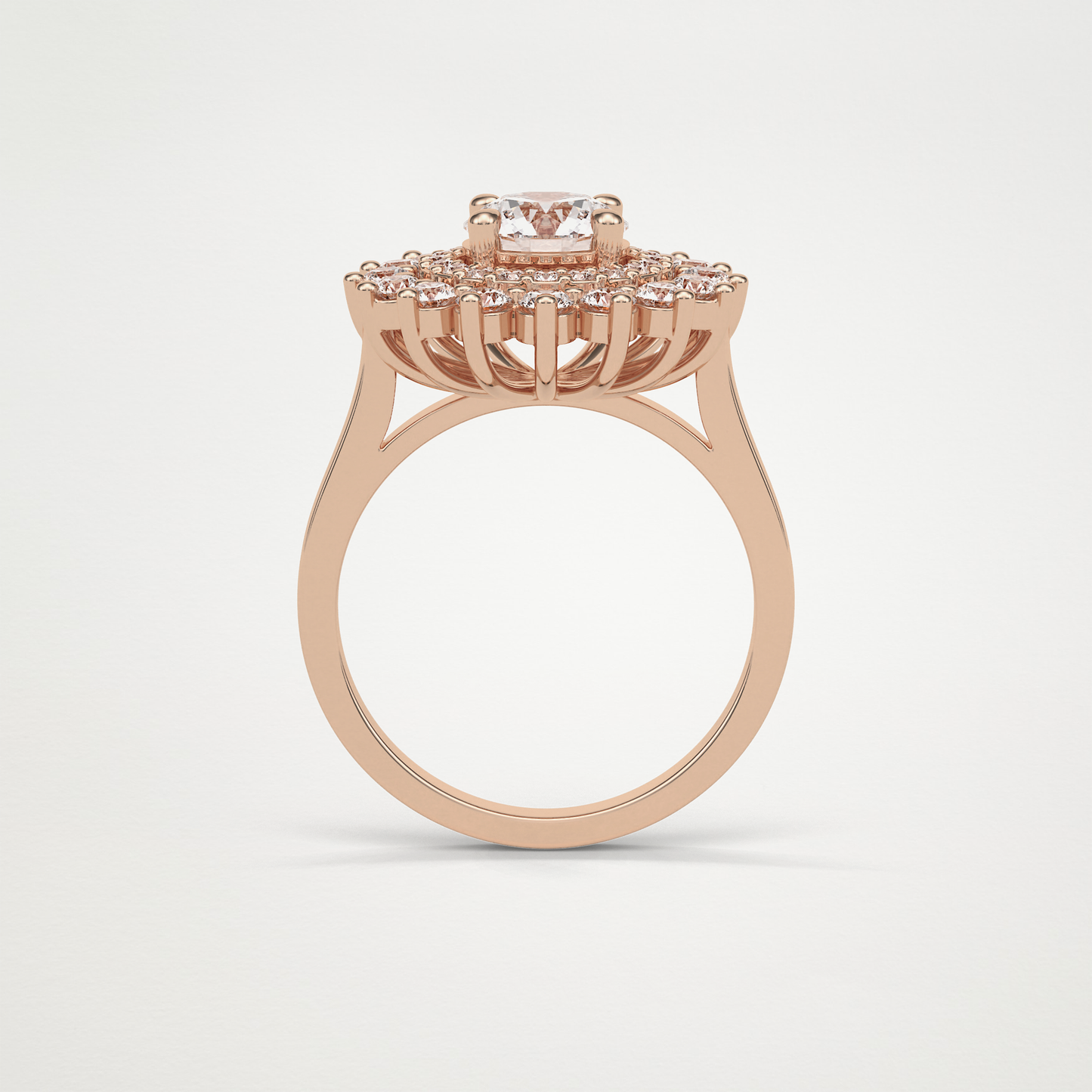 Round Double Halo Moissanite Engagement Ring – 1 CT Lab-Created Brilliance in 10K/14K/18K Gold