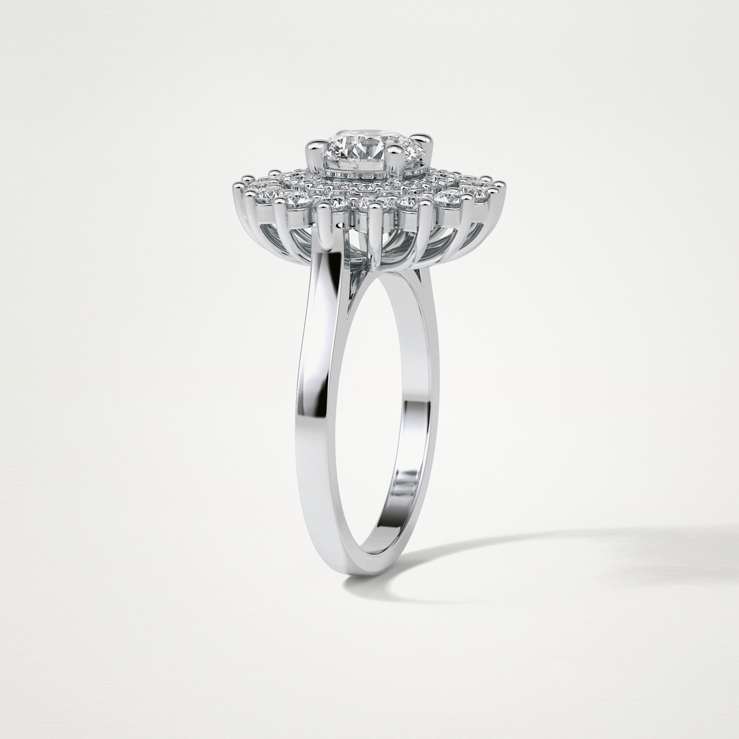 Round Double Halo Moissanite Engagement Ring – 1 CT Lab-Created Brilliance in 10K/14K/18K Gold