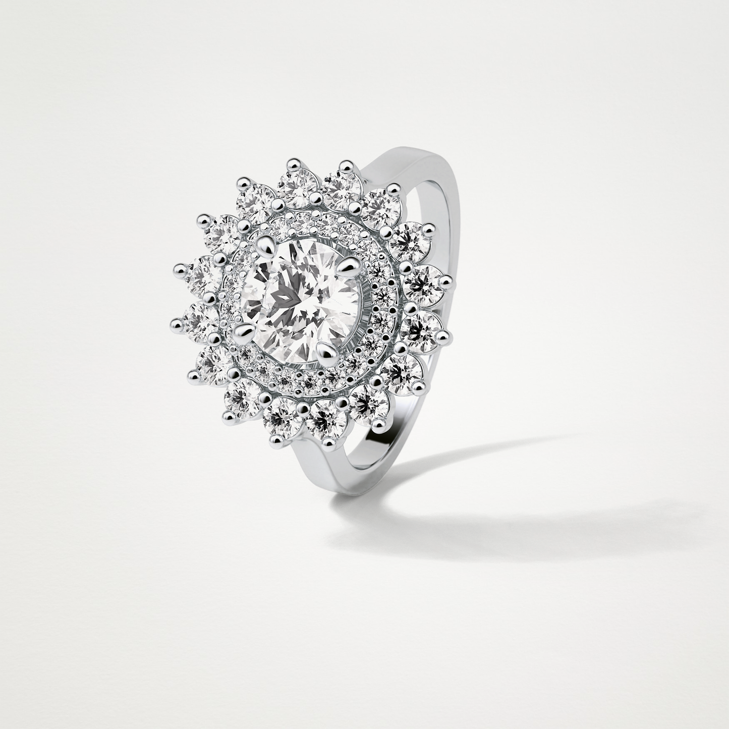 Round Double Halo Moissanite Engagement Ring – 1 CT Lab-Created Brilliance in 10K/14K/18K Gold
