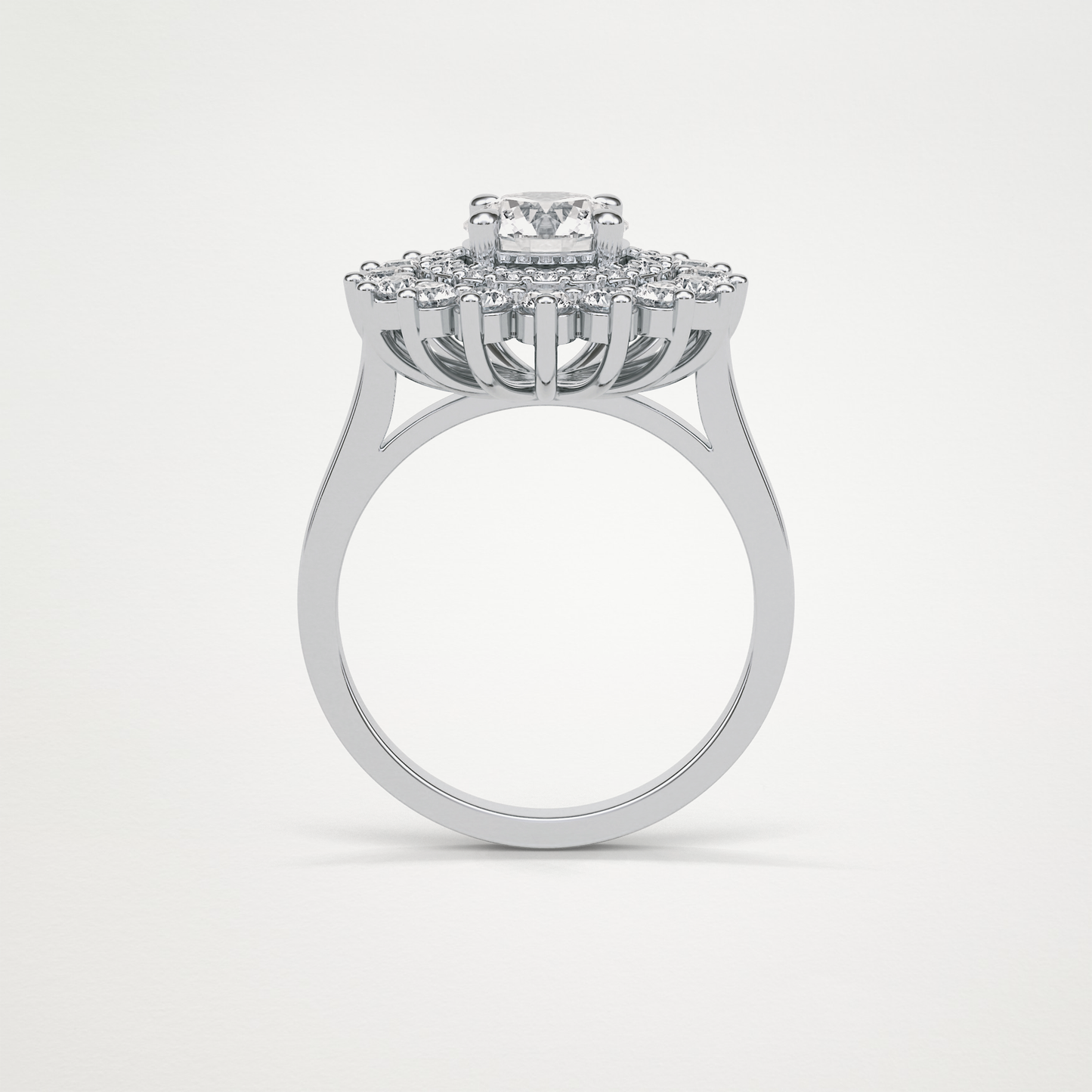 Round Double Halo Moissanite Engagement Ring – 1 CT Lab-Created Brilliance in 10K/14K/18K Gold