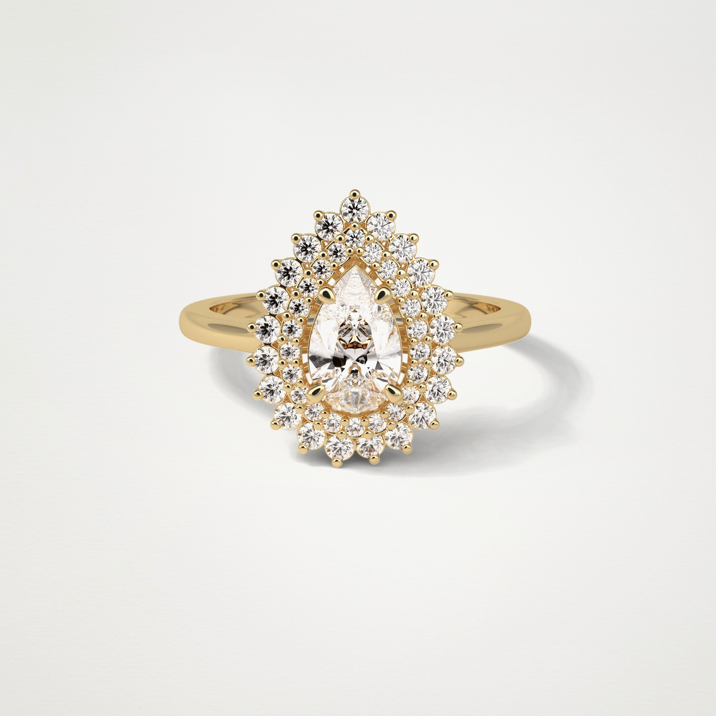 Pear Double Halo Moissanite Engagement Ring – 0.94 CT Lab-Created Brilliance in 10K/14K/18K Gold