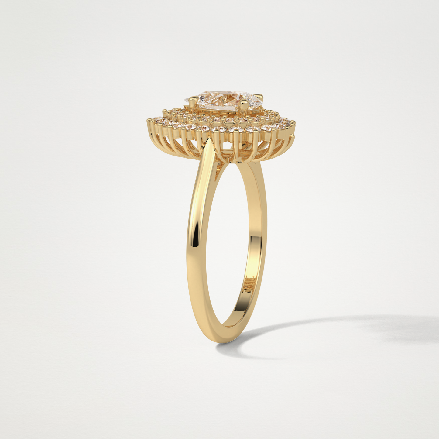 Pear Double Halo Moissanite Engagement Ring – 0.94 CT Lab-Created Brilliance in 10K/14K/18K Gold