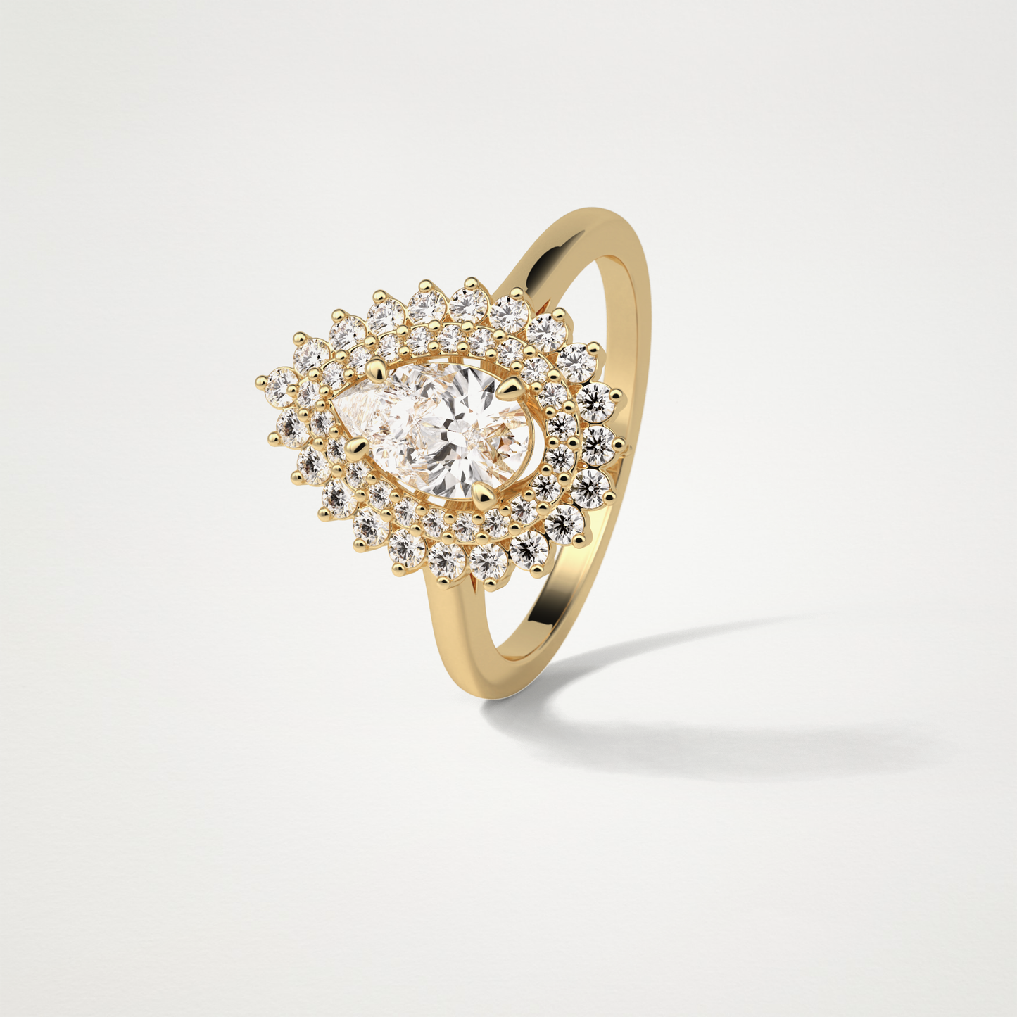 Pear Double Halo Moissanite Engagement Ring – 0.94 CT Lab-Created Brilliance in 10K/14K/18K Gold