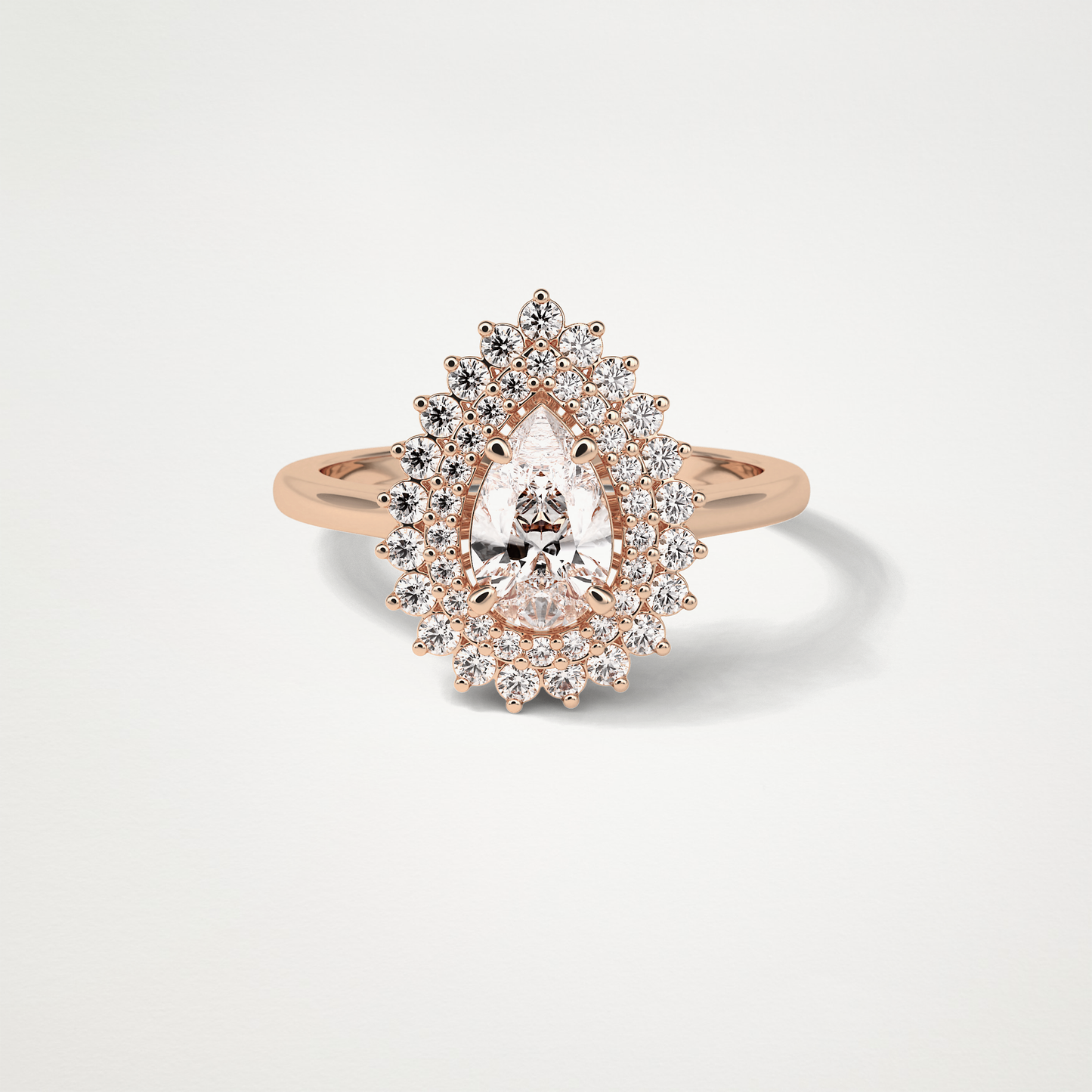 Pear Double Halo Moissanite Engagement Ring – 0.94 CT Lab-Created Brilliance in 10K/14K/18K Gold