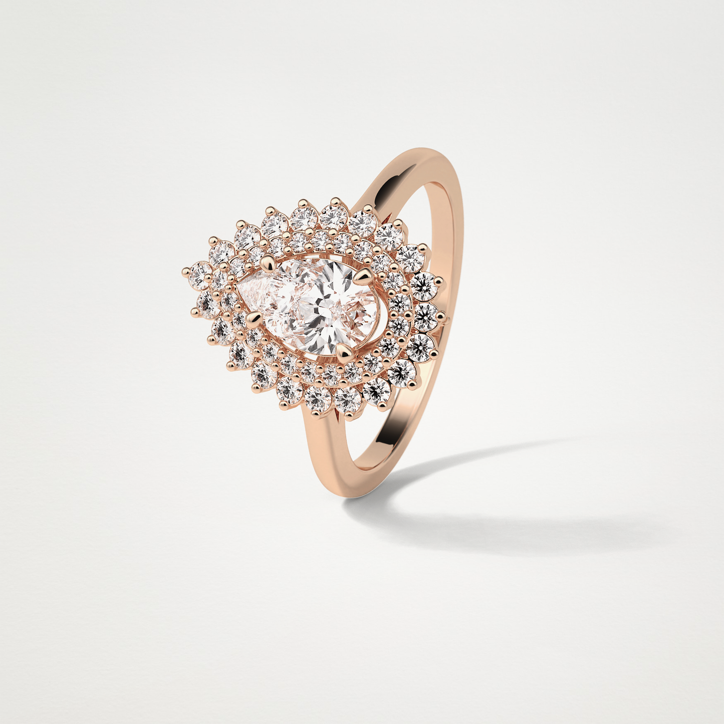 Pear Double Halo Moissanite Engagement Ring – 0.94 CT Lab-Created Brilliance in 10K/14K/18K Gold