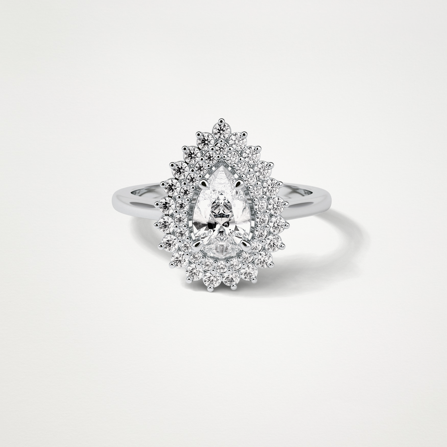 Pear Double Halo Moissanite Engagement Ring – 0.94 CT Lab-Created Brilliance in 10K/14K/18K Gold