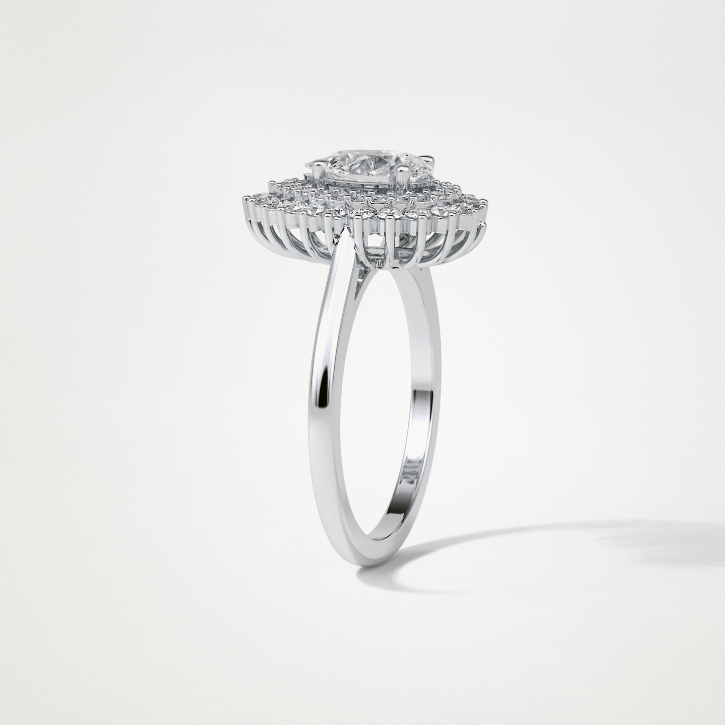 Pear Double Halo Moissanite Engagement Ring – 0.94 CT Lab-Created Brilliance in 10K/14K/18K Gold