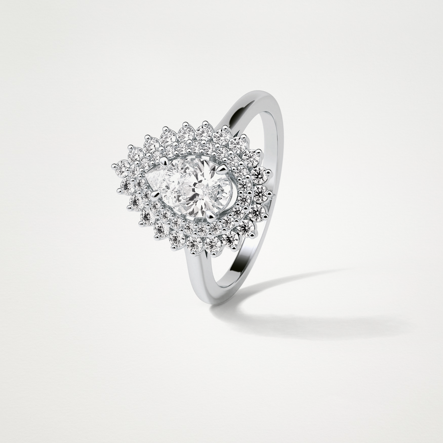 Pear Double Halo Moissanite Engagement Ring – 0.94 CT Lab-Created Brilliance in 10K/14K/18K Gold