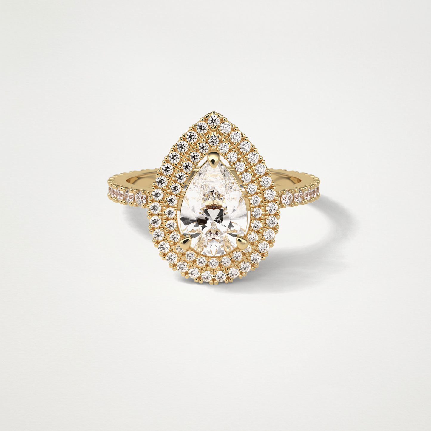 Pear Double Halo Moissanite Engagement Ring – 1.33 CT Lab-Created Brilliance in 10K/14K/18K Gold