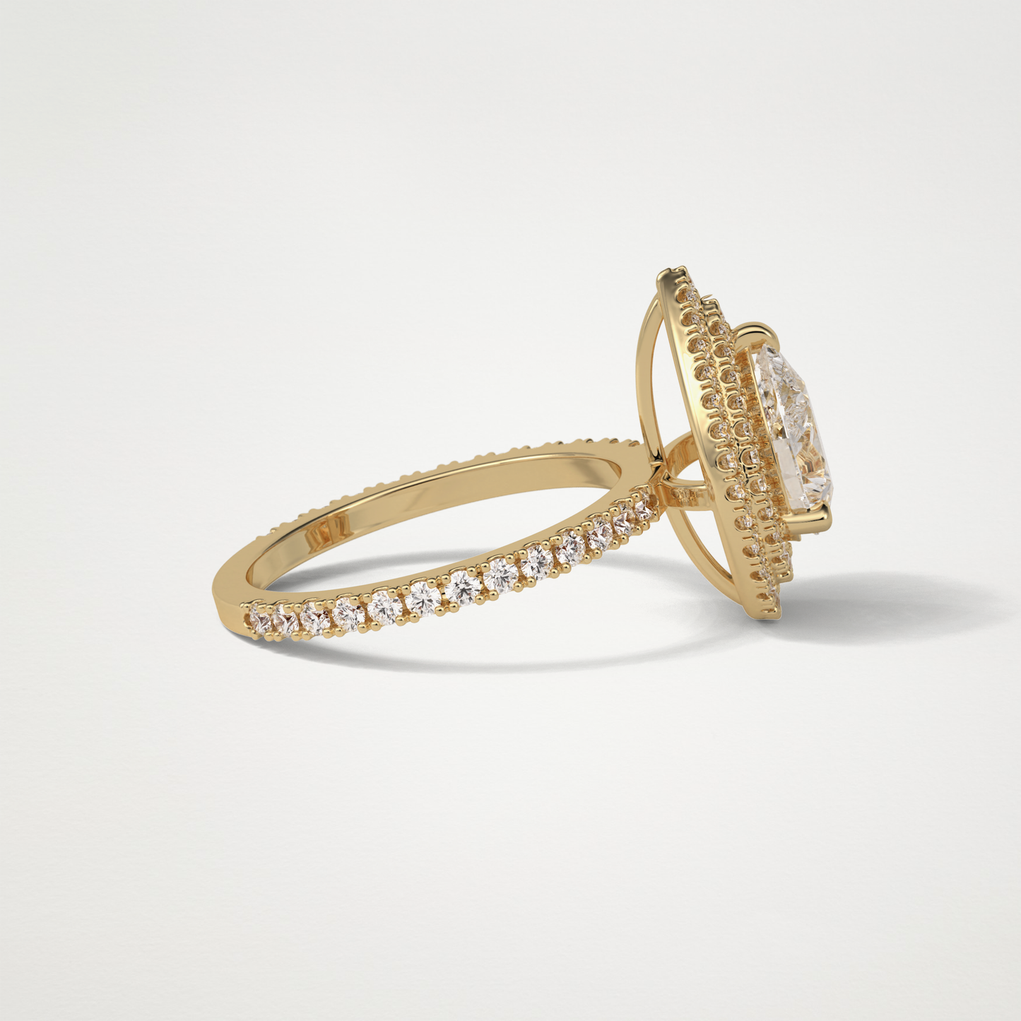 Pear Double Halo Moissanite Engagement Ring – 1.33 CT Lab-Created Brilliance in 10K/14K/18K Gold