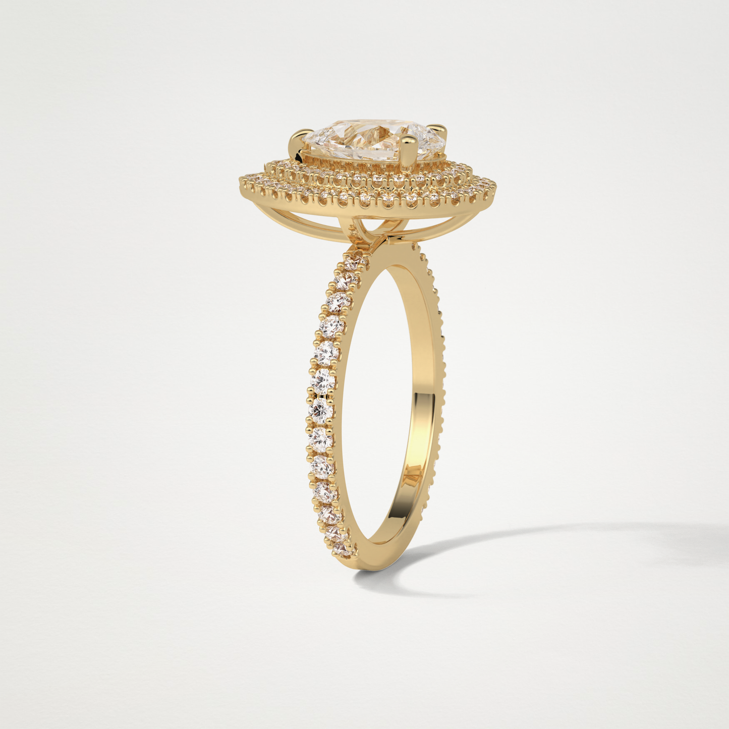 Pear Double Halo Moissanite Engagement Ring – 1.33 CT Lab-Created Brilliance in 10K/14K/18K Gold