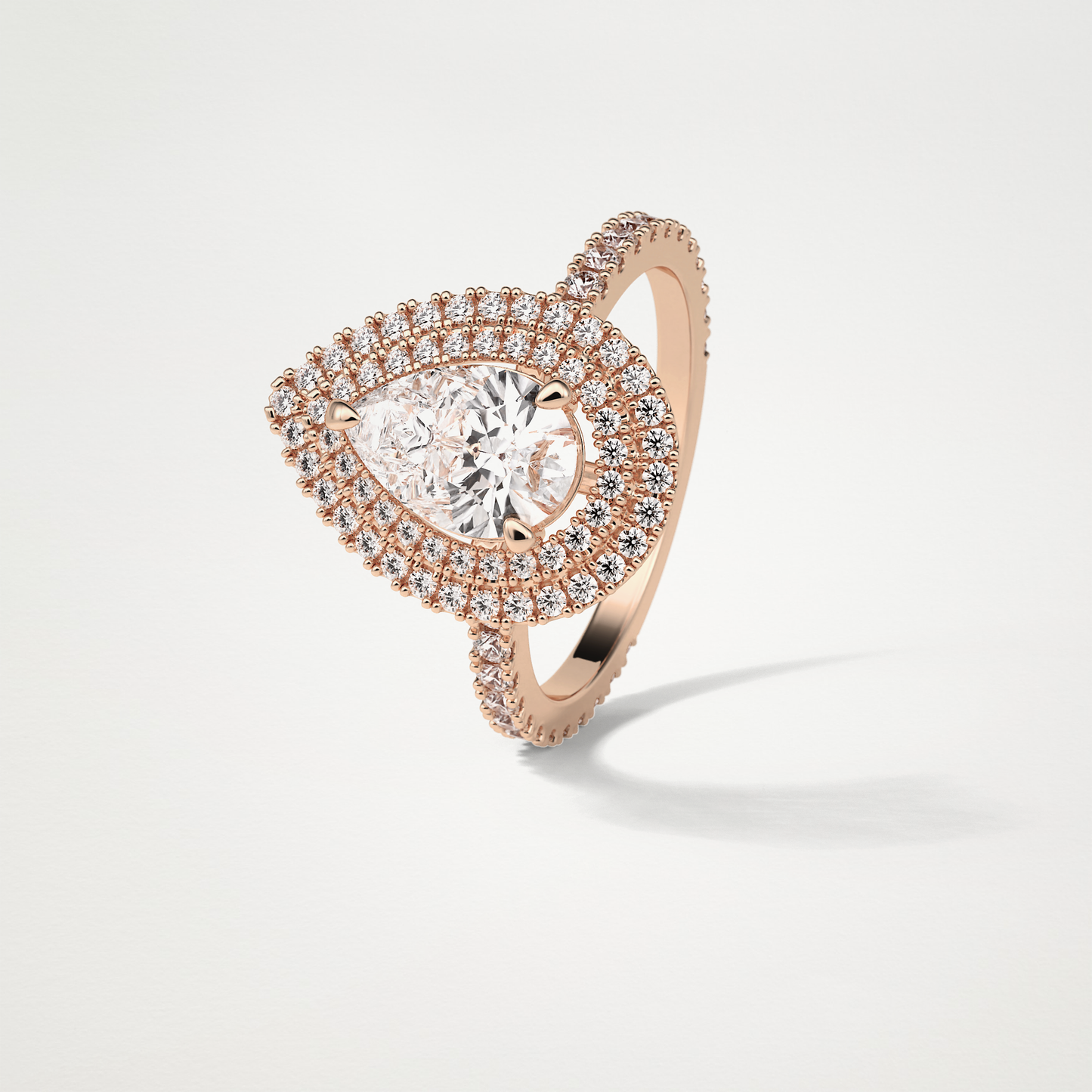 Pear Double Halo Moissanite Engagement Ring – 1.33 CT Lab-Created Brilliance in 10K/14K/18K Gold