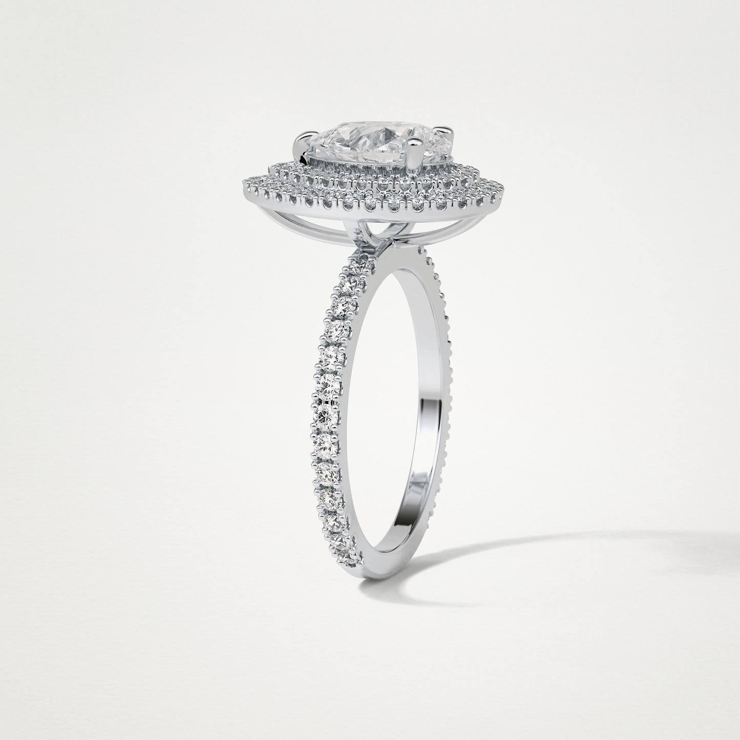Pear Double Halo Moissanite Engagement Ring – 1.33 CT Lab-Created Brilliance in 10K/14K/18K Gold