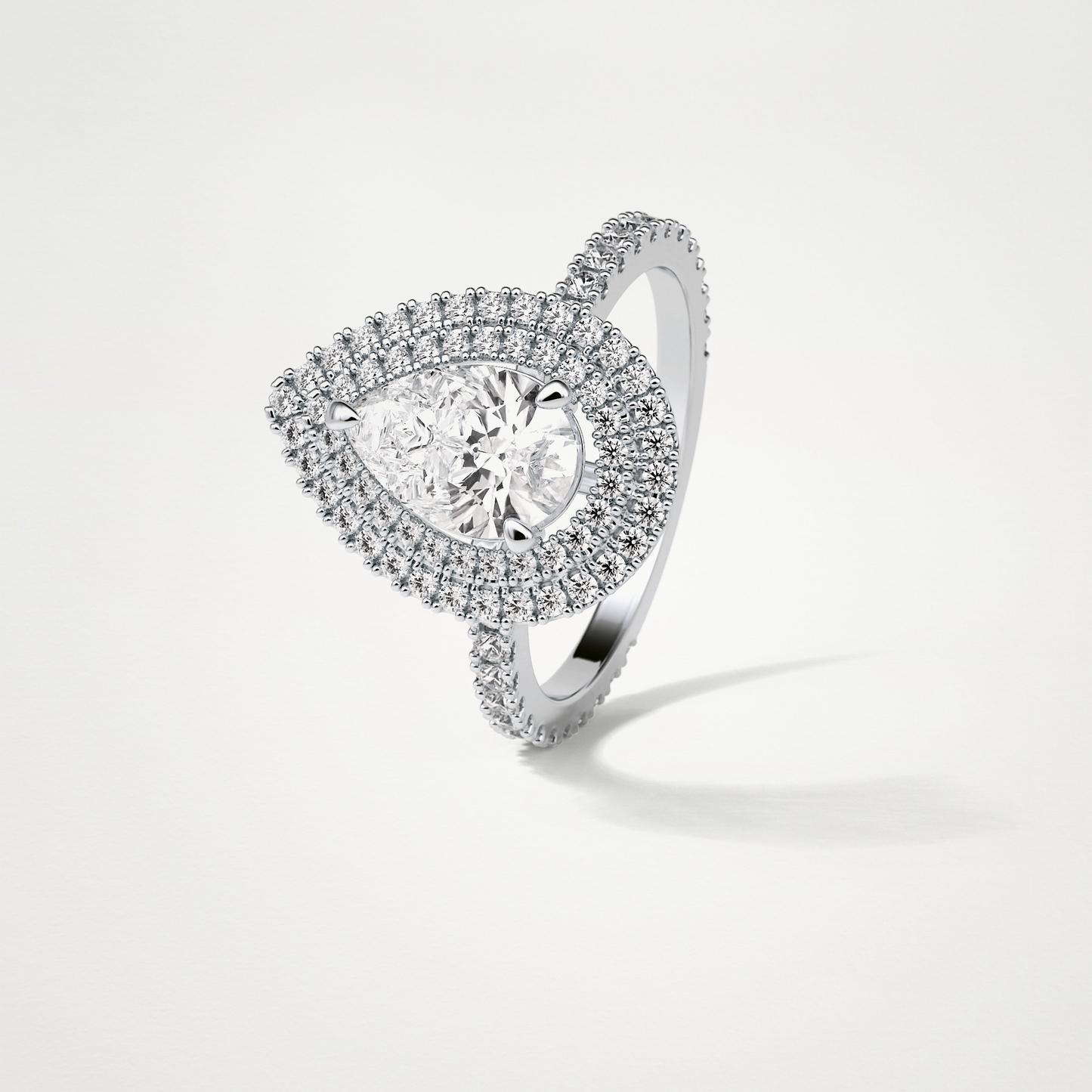 Pear Double Halo Moissanite Engagement Ring – 1.33 CT Lab-Created Brilliance in 10K/14K/18K Gold