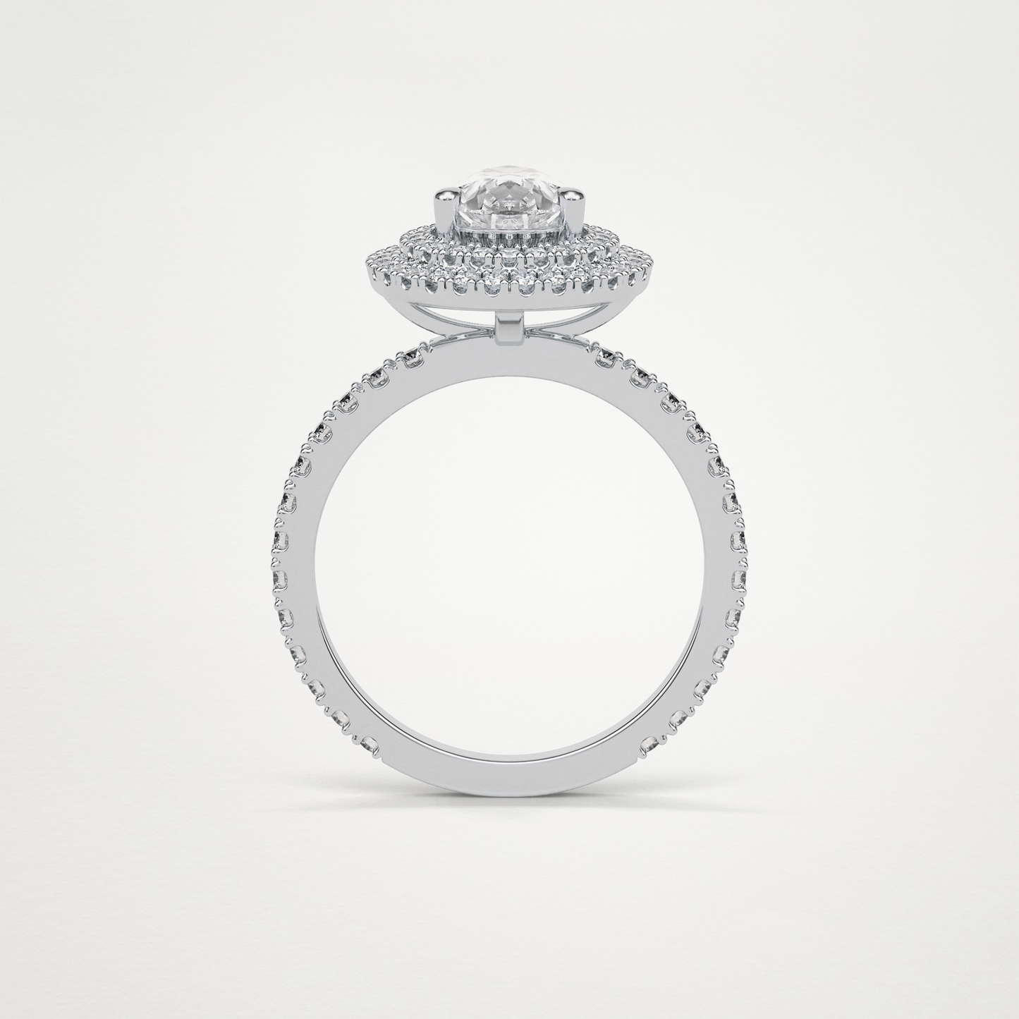 Pear Double Halo Moissanite Engagement Ring – 1.33 CT Lab-Created Brilliance in 10K/14K/18K Gold