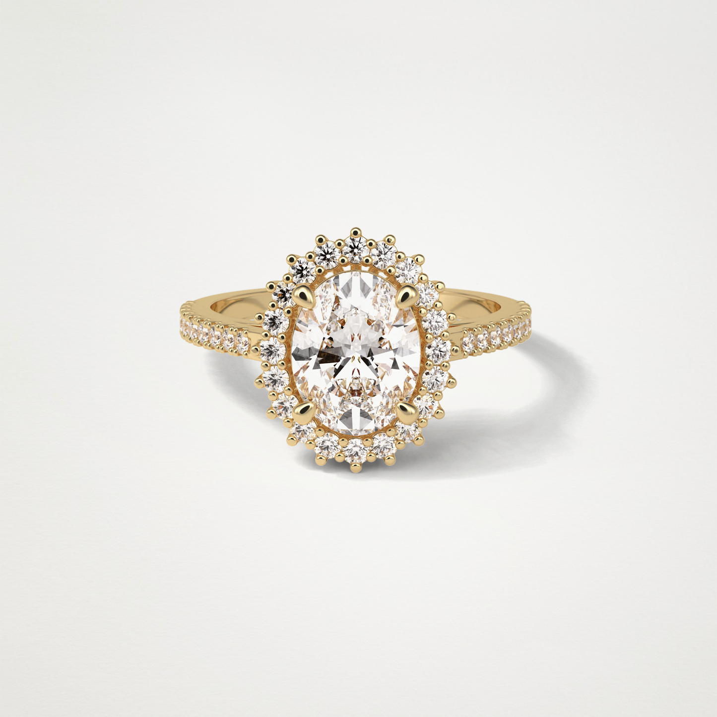 Oval Halo & Pave Moissanite Engagement Ring – 1.91 CT Lab-Created Brilliance in 10K/14K/18K Gold