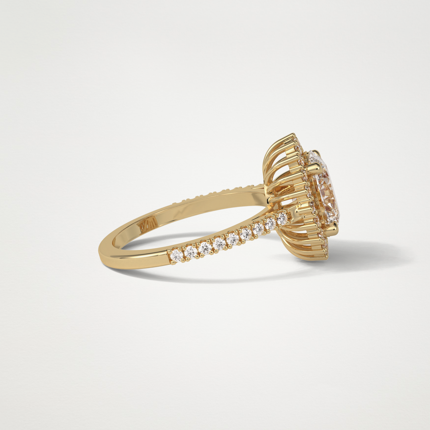 Oval Halo & Pave Moissanite Engagement Ring – 1.91 CT Lab-Created Brilliance in 10K/14K/18K Gold