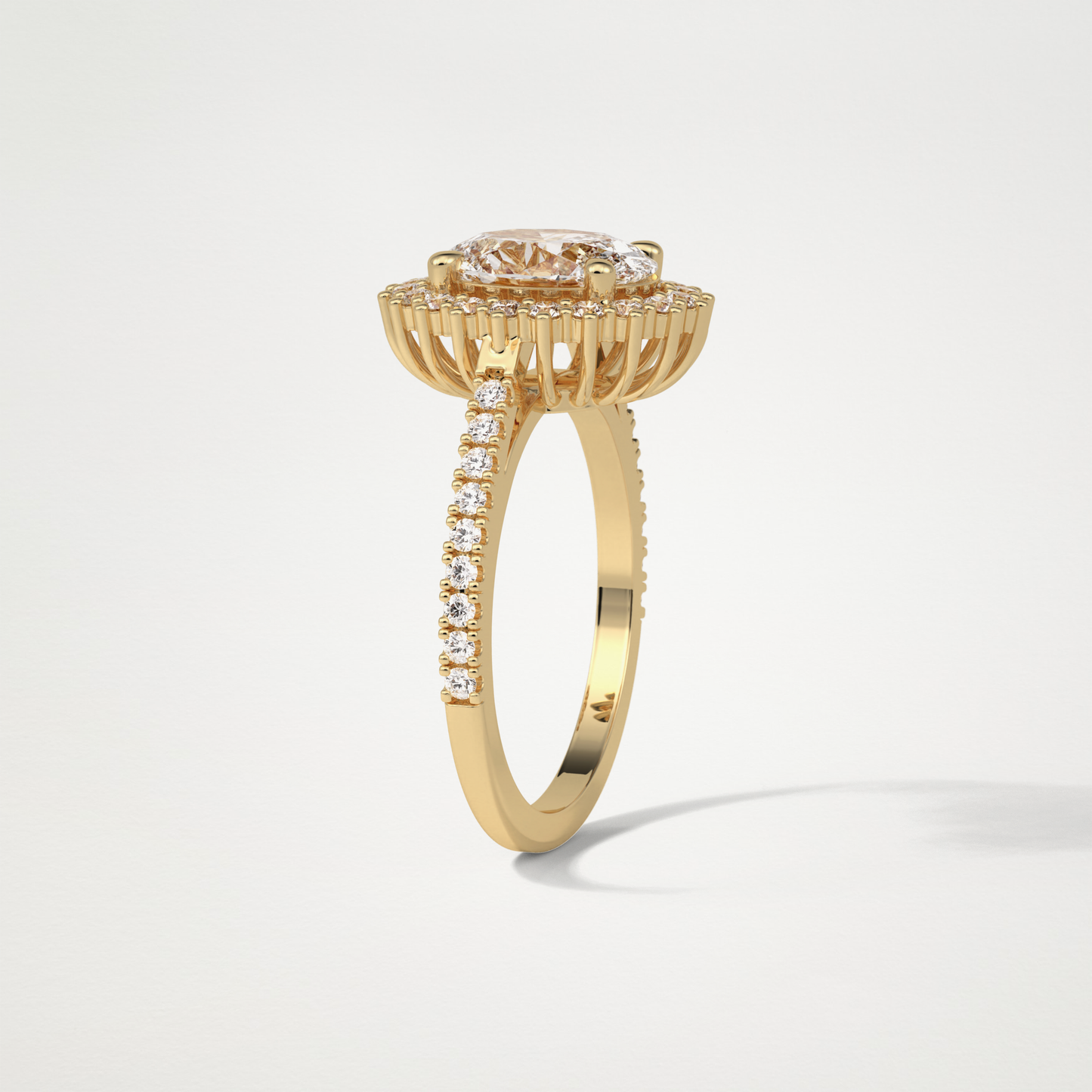 Oval Halo & Pave Moissanite Engagement Ring – 1.91 CT Lab-Created Brilliance in 10K/14K/18K Gold