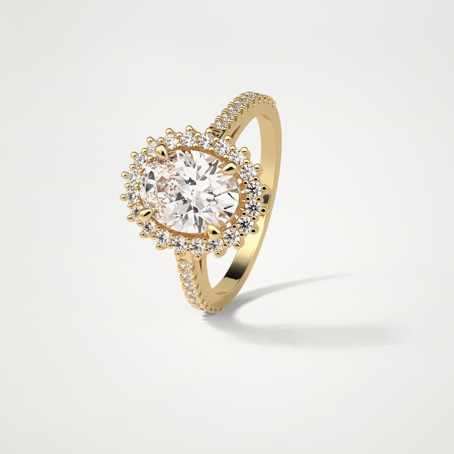 Oval Halo & Pave Moissanite Engagement Ring – 1.91 CT Lab-Created Brilliance in 10K/14K/18K Gold