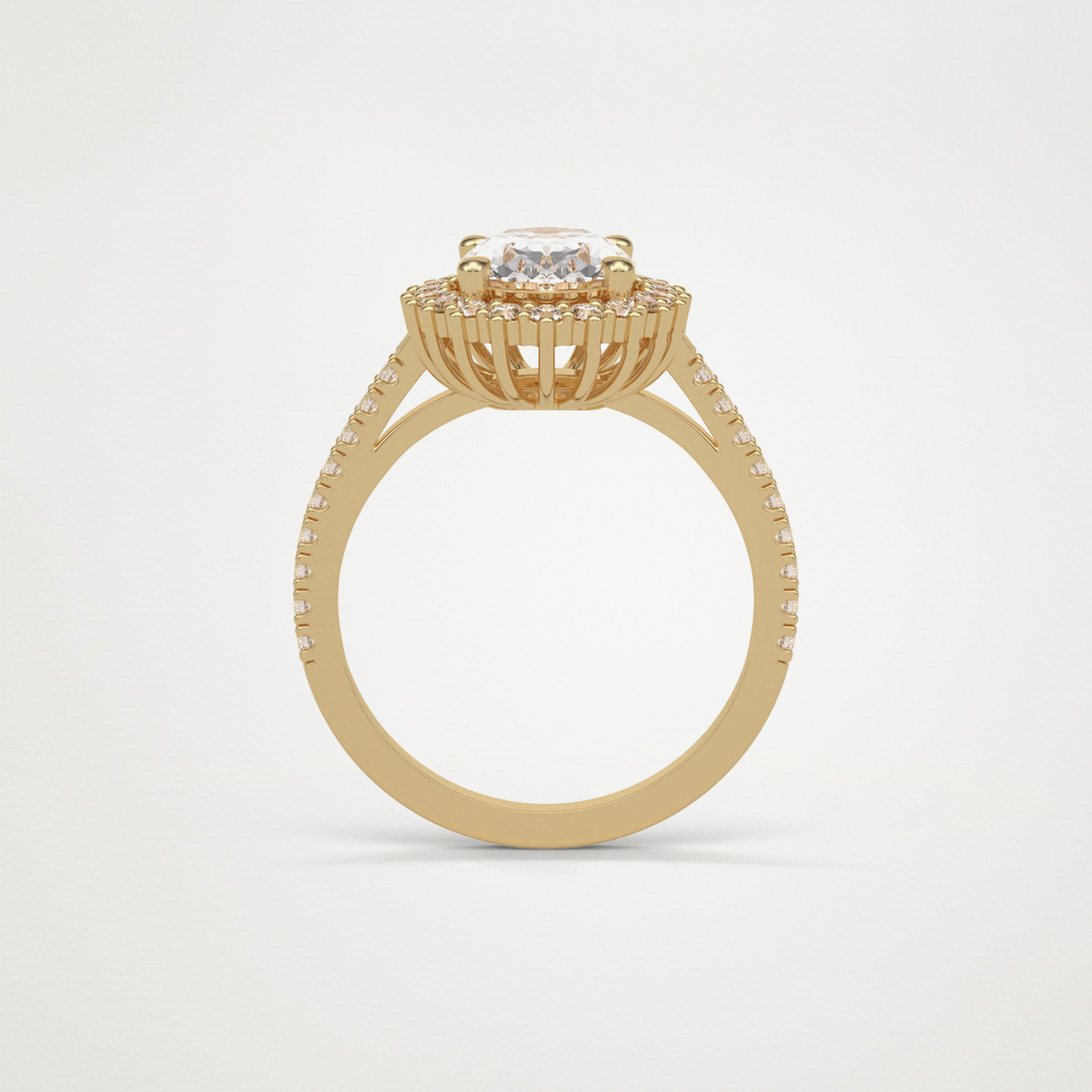 Oval Halo & Pave Moissanite Engagement Ring – 1.91 CT Lab-Created Brilliance in 10K/14K/18K Gold