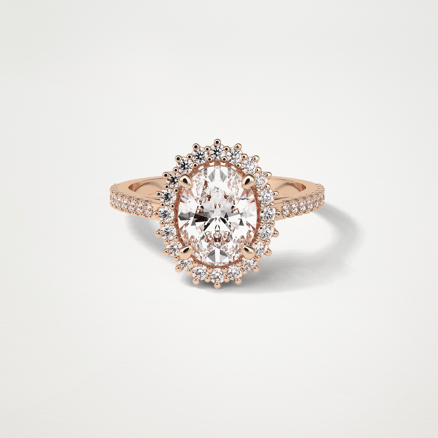 Oval Halo & Pave Moissanite Engagement Ring – 1.91 CT Lab-Created Brilliance in 10K/14K/18K Gold
