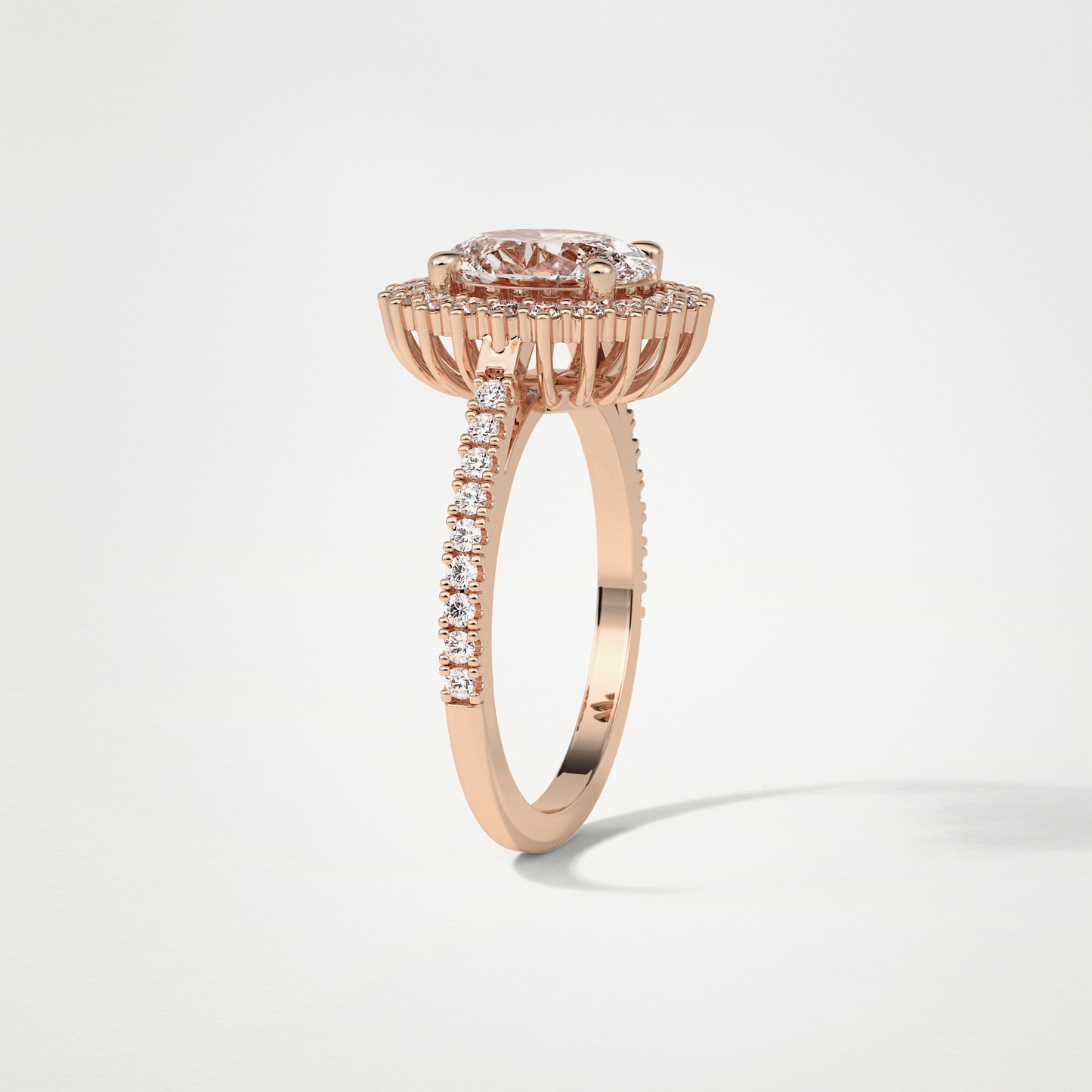 Oval Halo & Pave Moissanite Engagement Ring – 1.91 CT Lab-Created Brilliance in 10K/14K/18K Gold