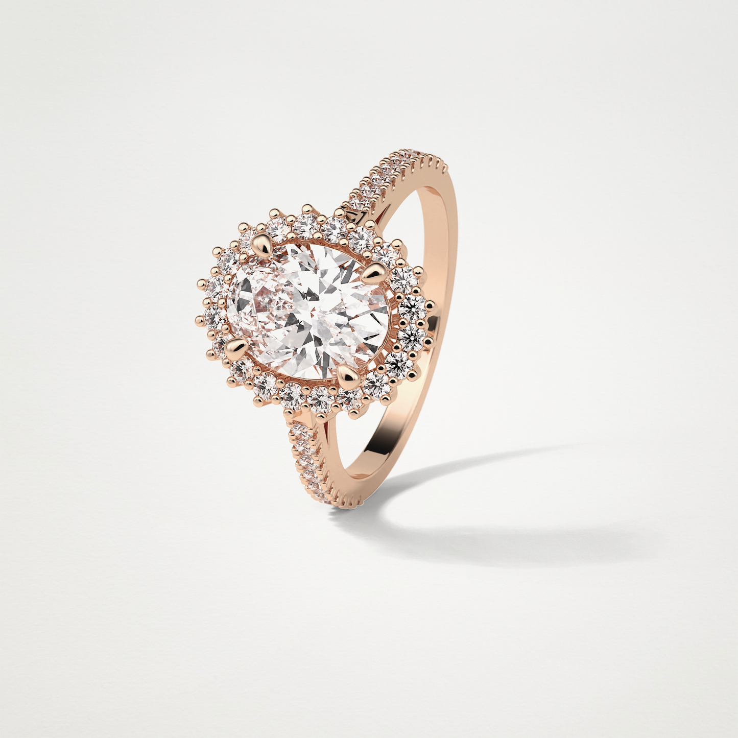 Oval Halo & Pave Moissanite Engagement Ring – 1.91 CT Lab-Created Brilliance in 10K/14K/18K Gold