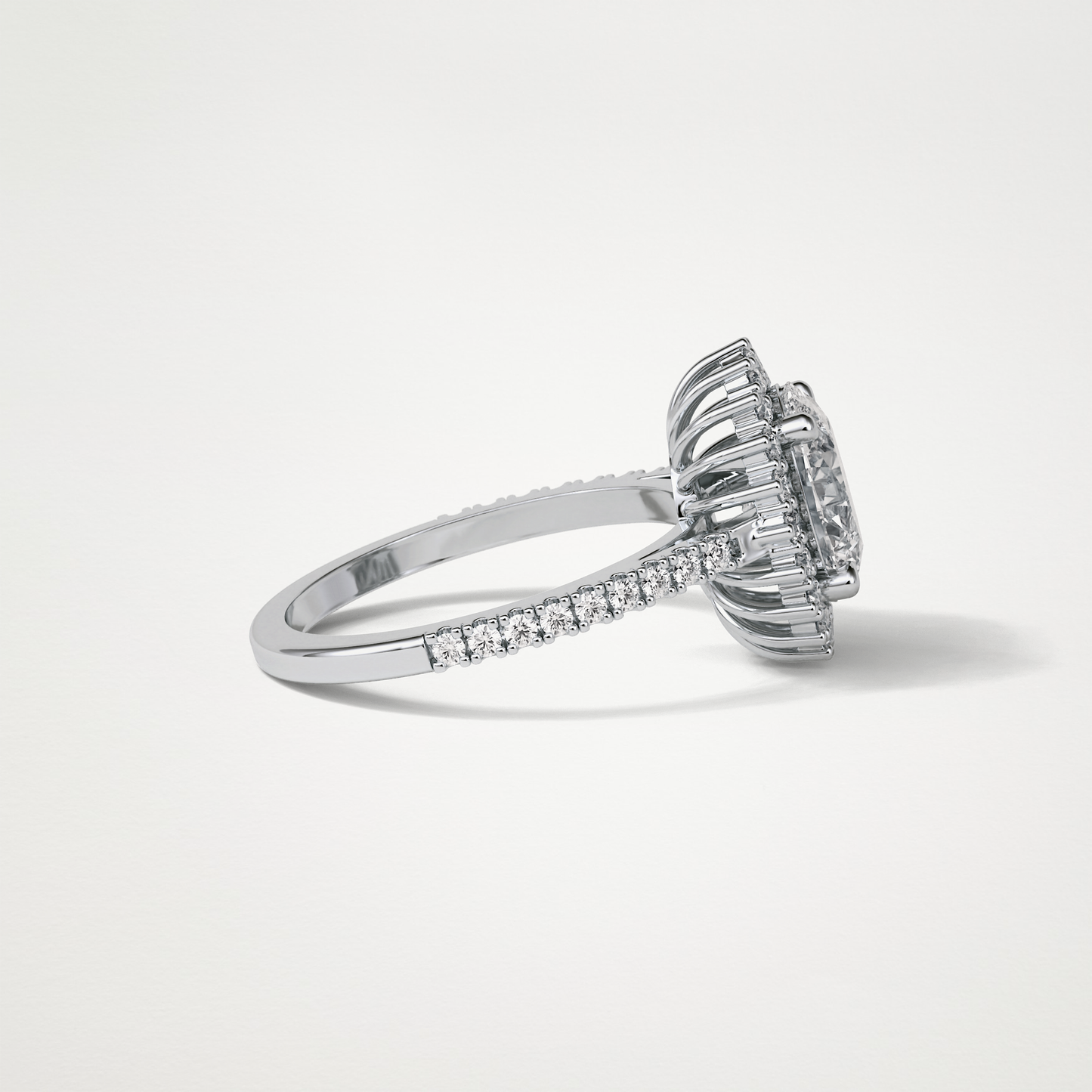 Oval Halo & Pave Moissanite Engagement Ring – 1.91 CT Lab-Created Brilliance in 10K/14K/18K Gold