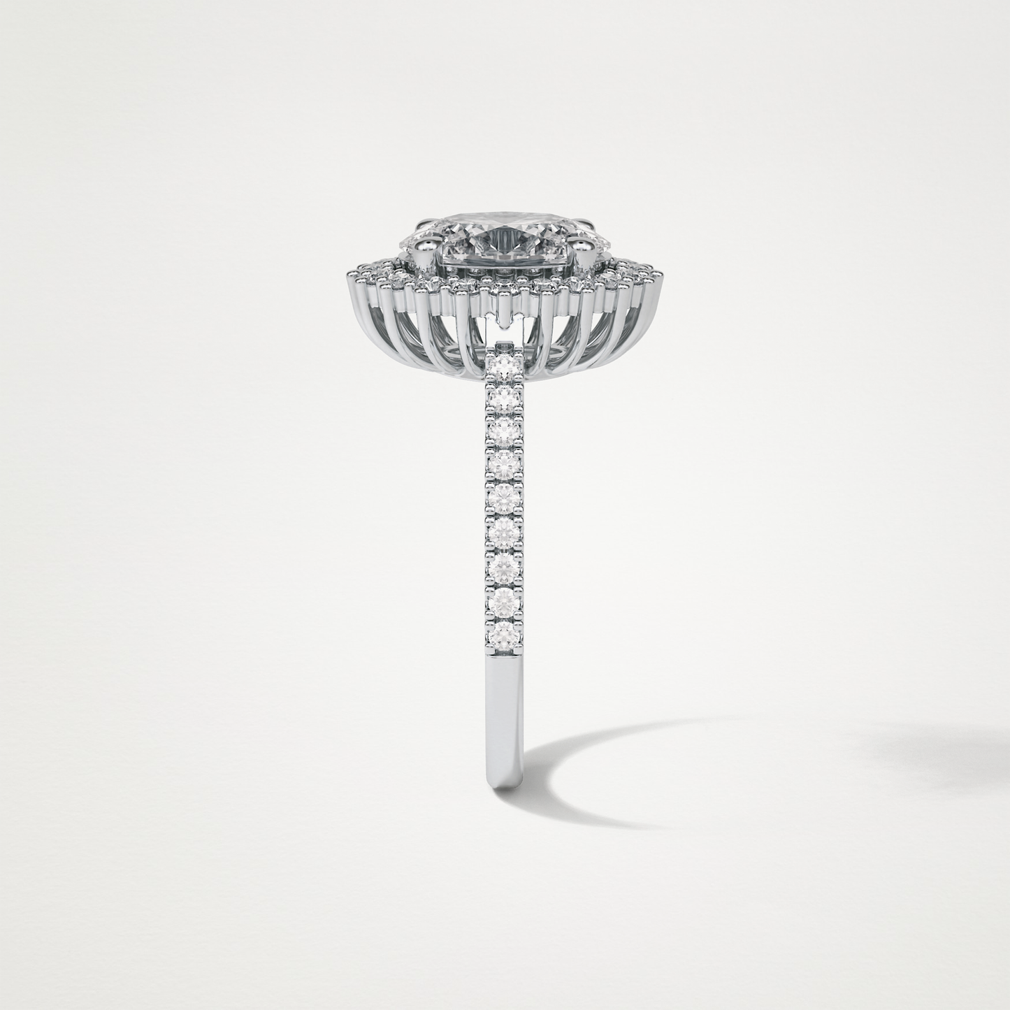 Oval Halo & Pave Moissanite Engagement Ring – 1.91 CT Lab-Created Brilliance in 10K/14K/18K Gold