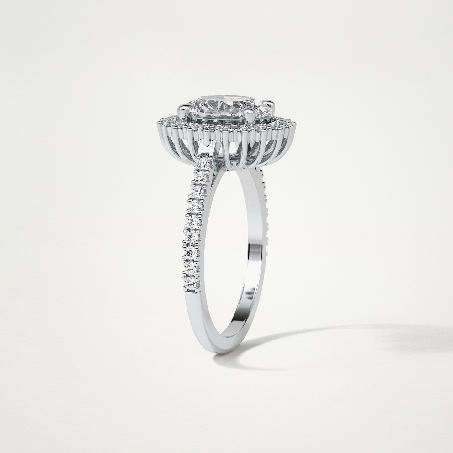 Oval Halo & Pave Moissanite Engagement Ring – 1.91 CT Lab-Created Brilliance in 10K/14K/18K Gold