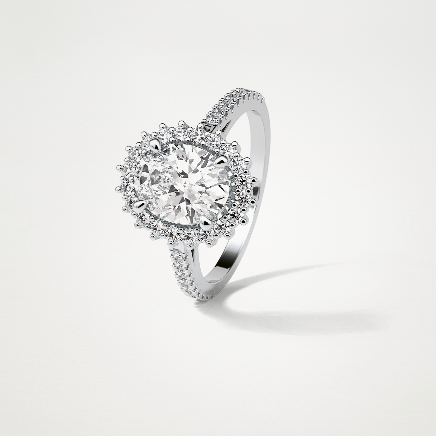 Oval Halo & Pave Moissanite Engagement Ring – 1.91 CT Lab-Created Brilliance in 10K/14K/18K Gold