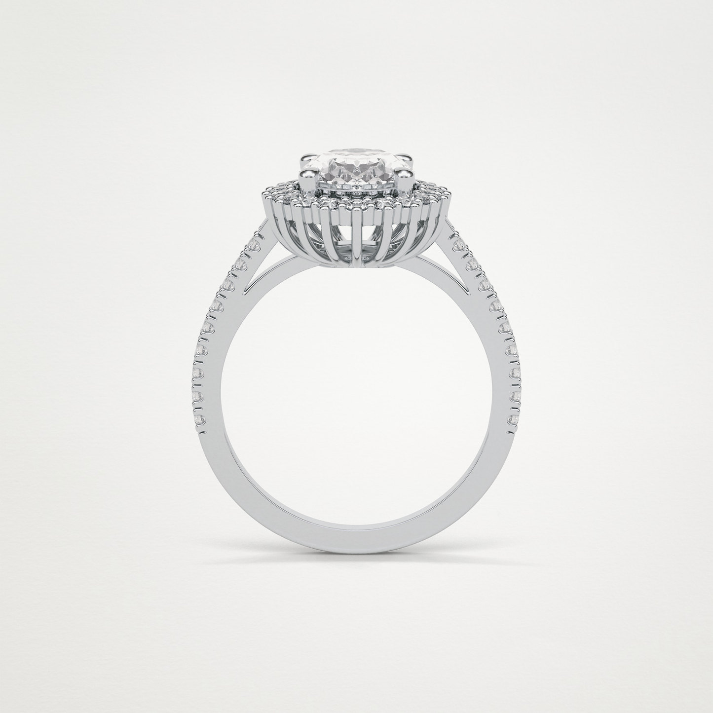 Oval Halo & Pave Moissanite Engagement Ring – 1.91 CT Lab-Created Brilliance in 10K/14K/18K Gold