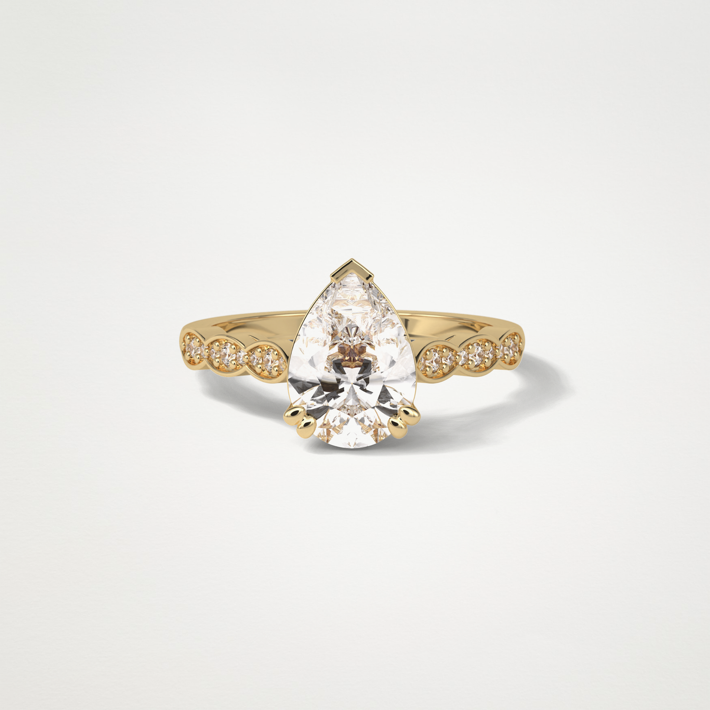 Pear Milgrain Pave Moissanite Engagement Ring – 1.93 CT Lab-Created Brilliance in 10K/14K/18K Gold